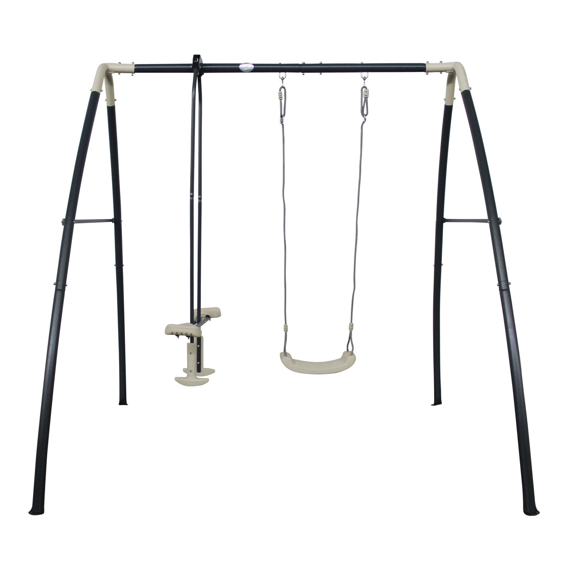 AXI Metalen Schommelset met een en Tweepersoons schommel Antraciet/creme