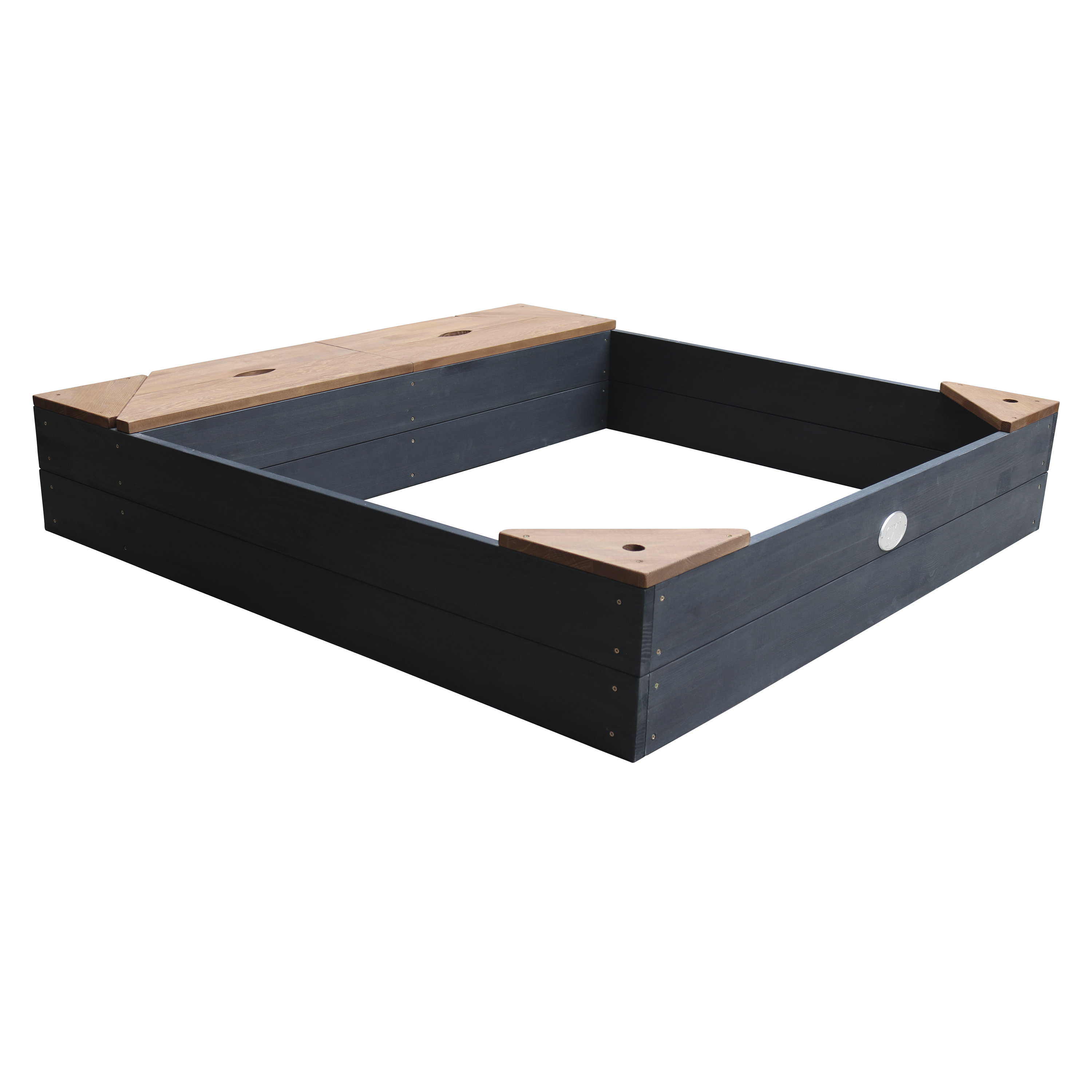 AXI Amy Sandbox with Storage and Bench - 115 x 115 cm - Anthracite/Brown
