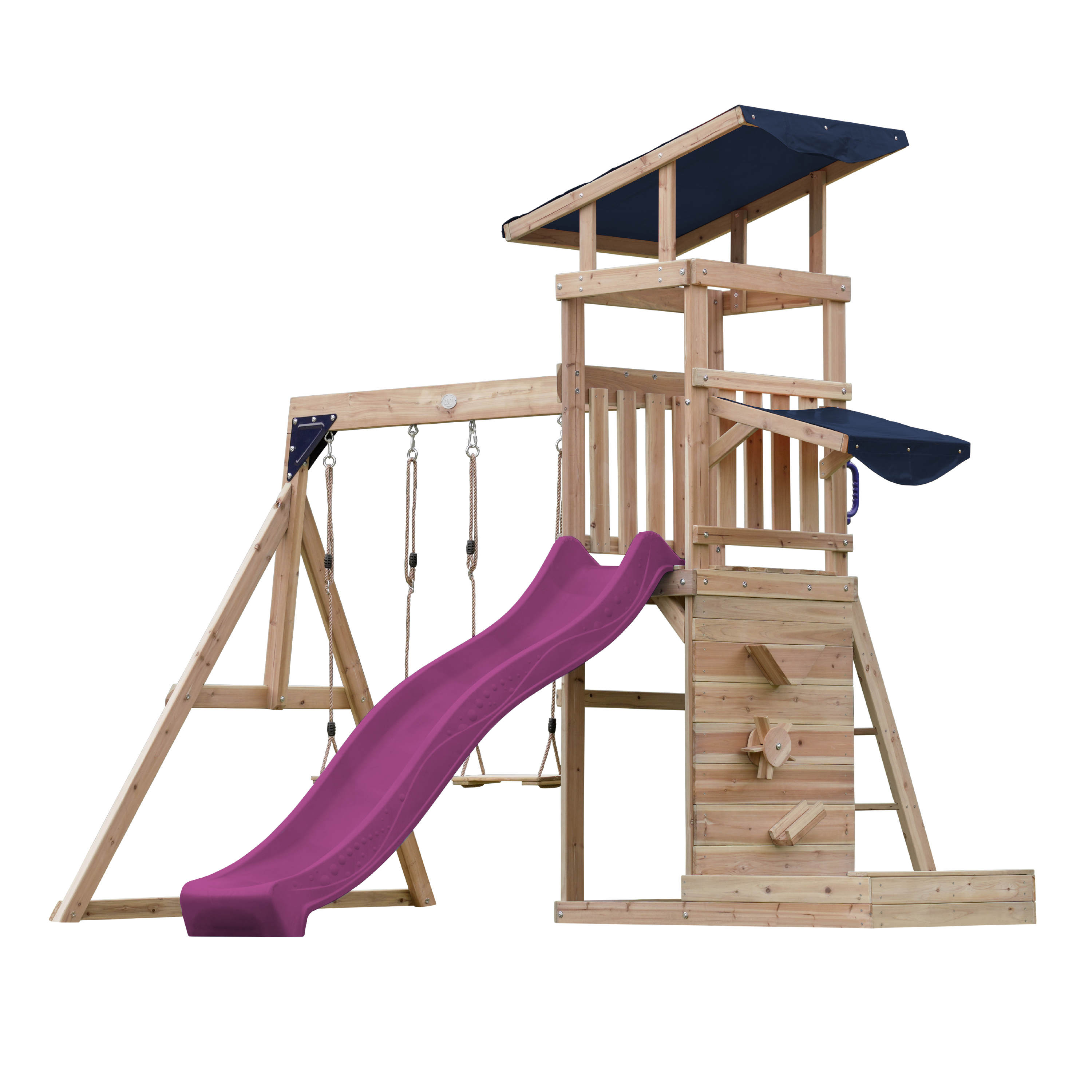 AXI Malik Climbing Frame with Double Swing Set - Purple Slide