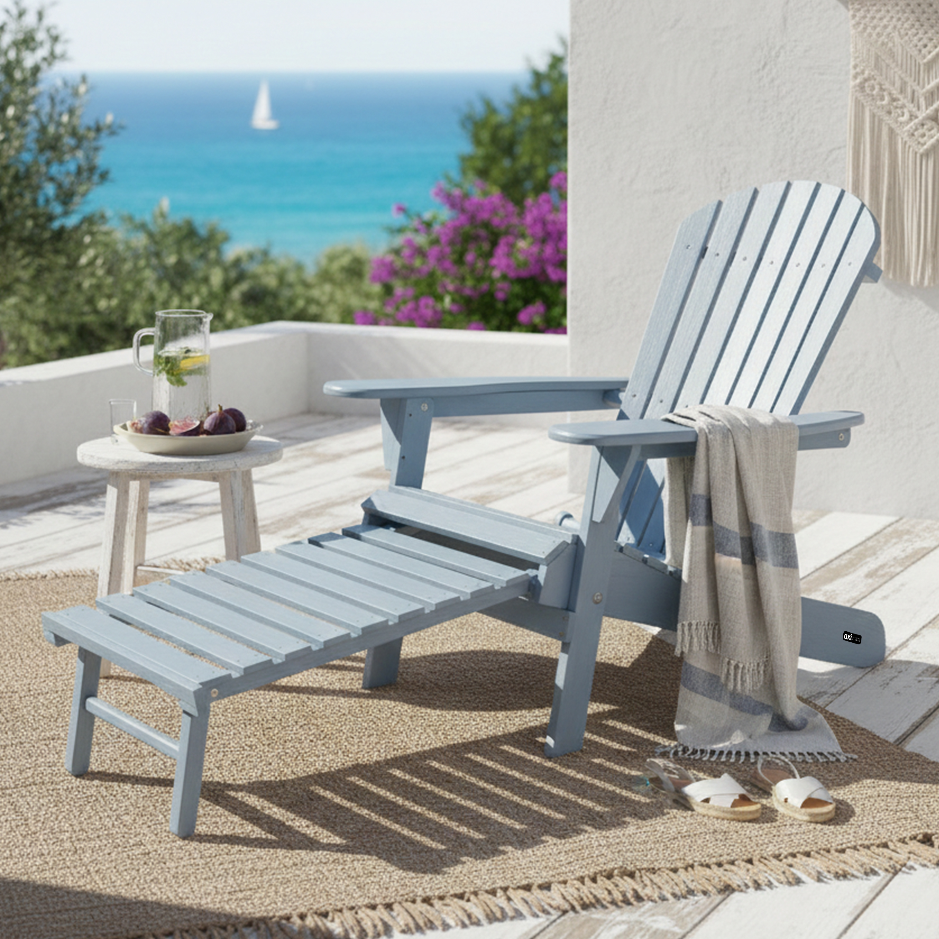 AXI Alexa Folding Adirondack Chair with Footrest Grey