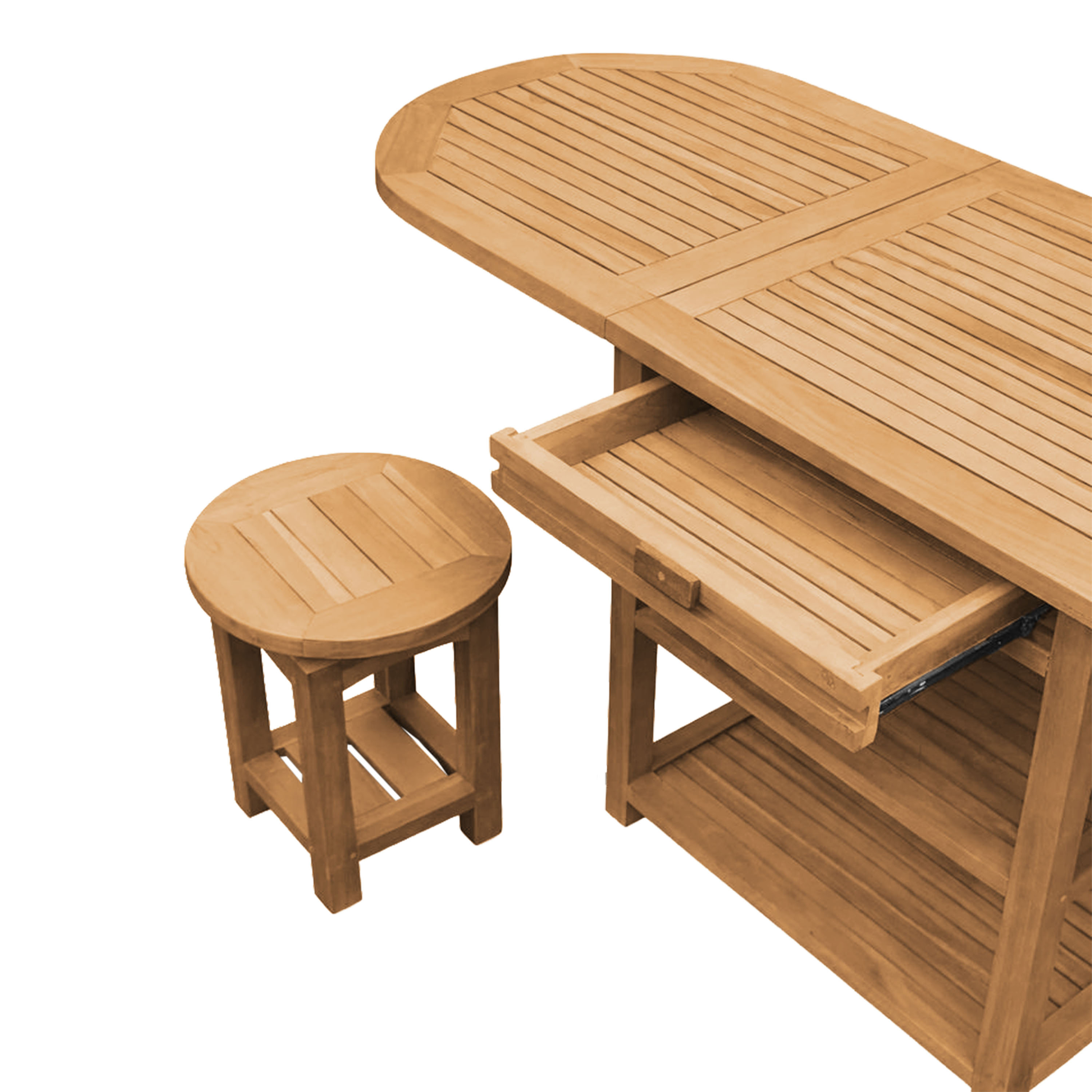 AXI Nomani Foldable Teak Low Bar Set with 2 stools