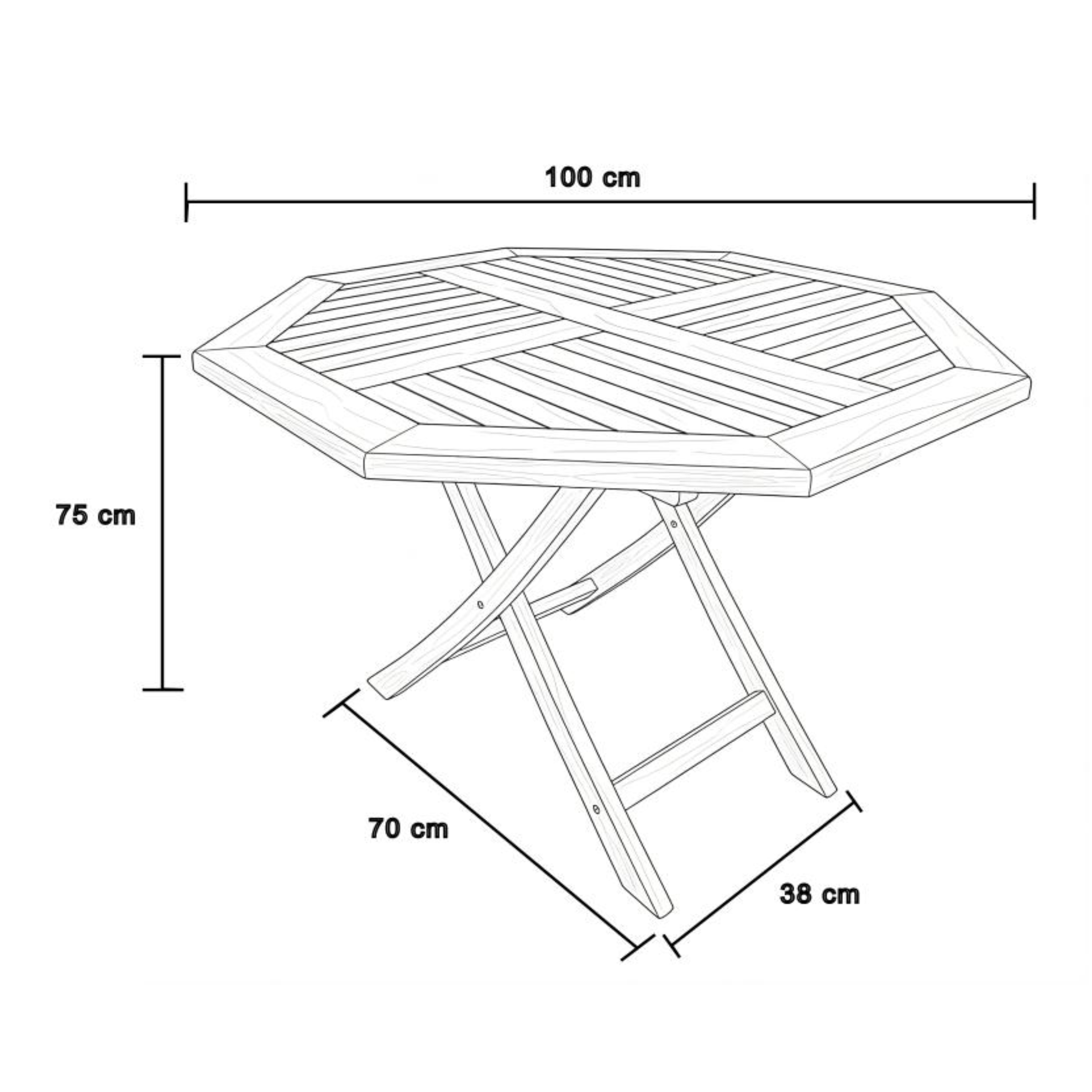 AXI Sana Teak Garden Table Octagonal Foldable 100 cm