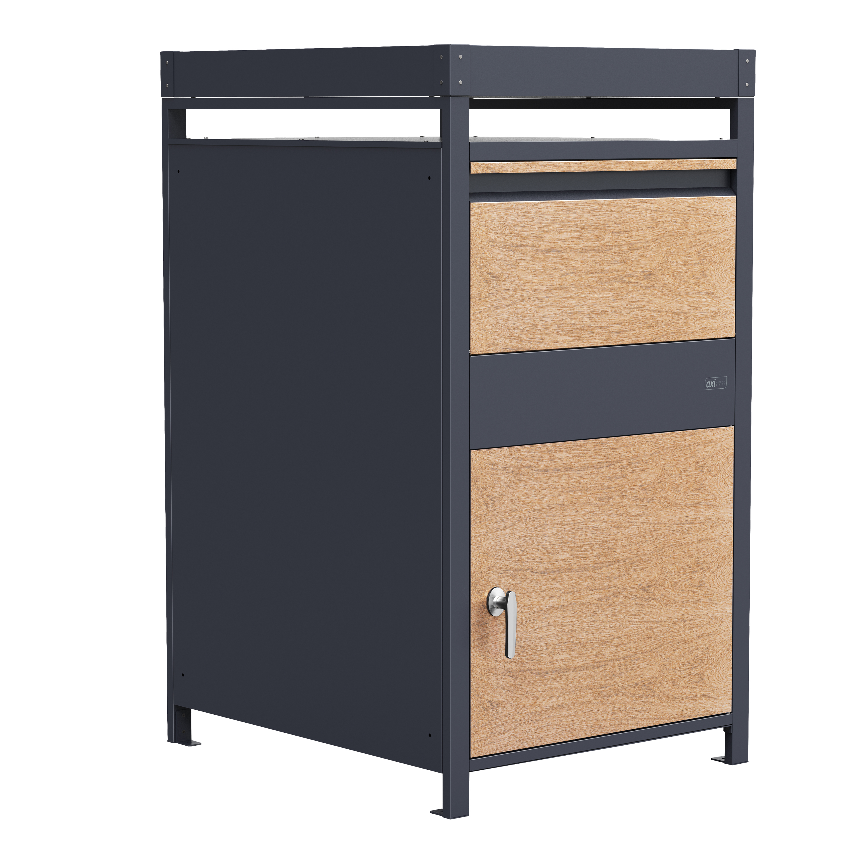 AXI LouisMetal Parcel Mailbox in Anthracite/Wood Look with Planter