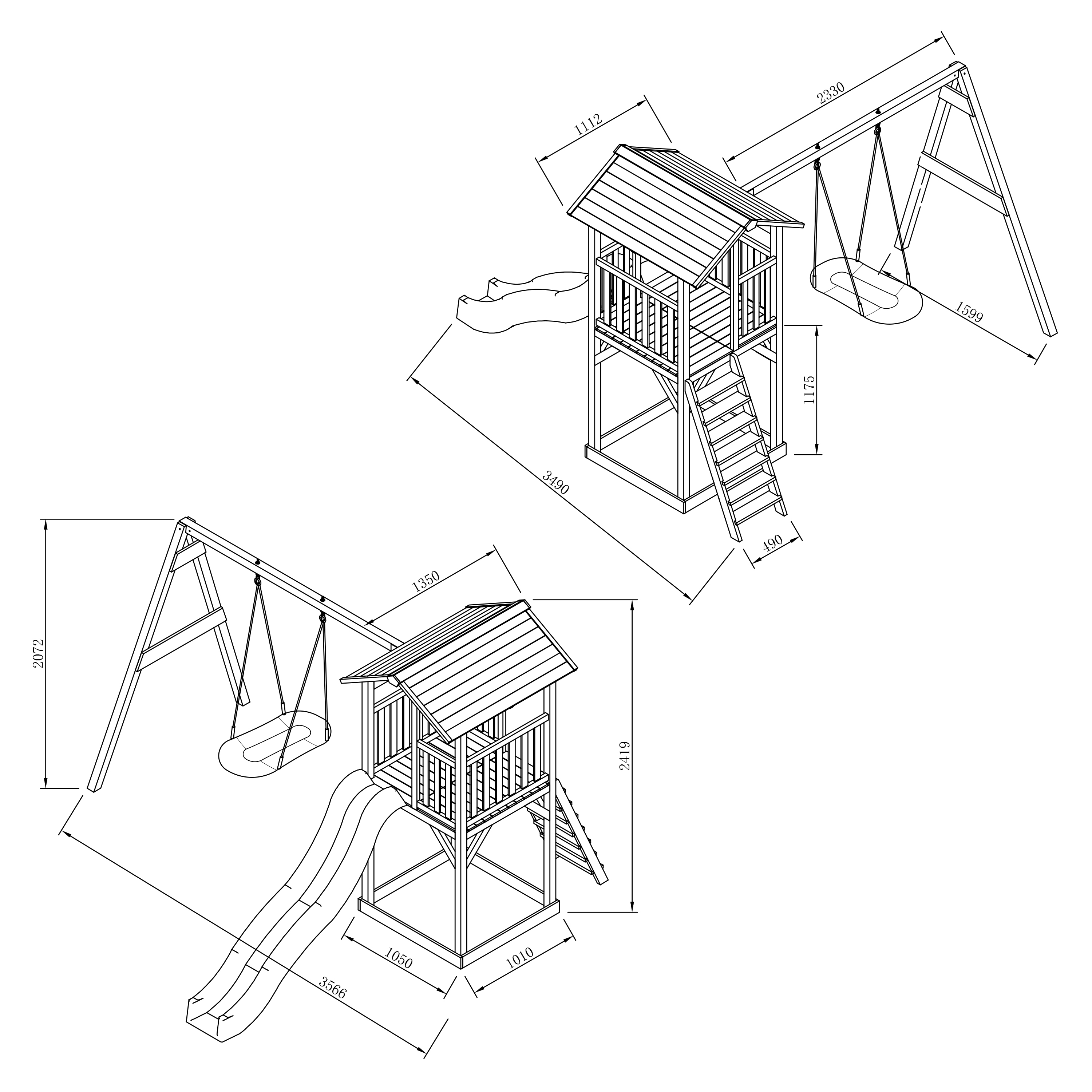 AXI Beach Tower with Roxy Nest Swing Set Brown - Green Slide