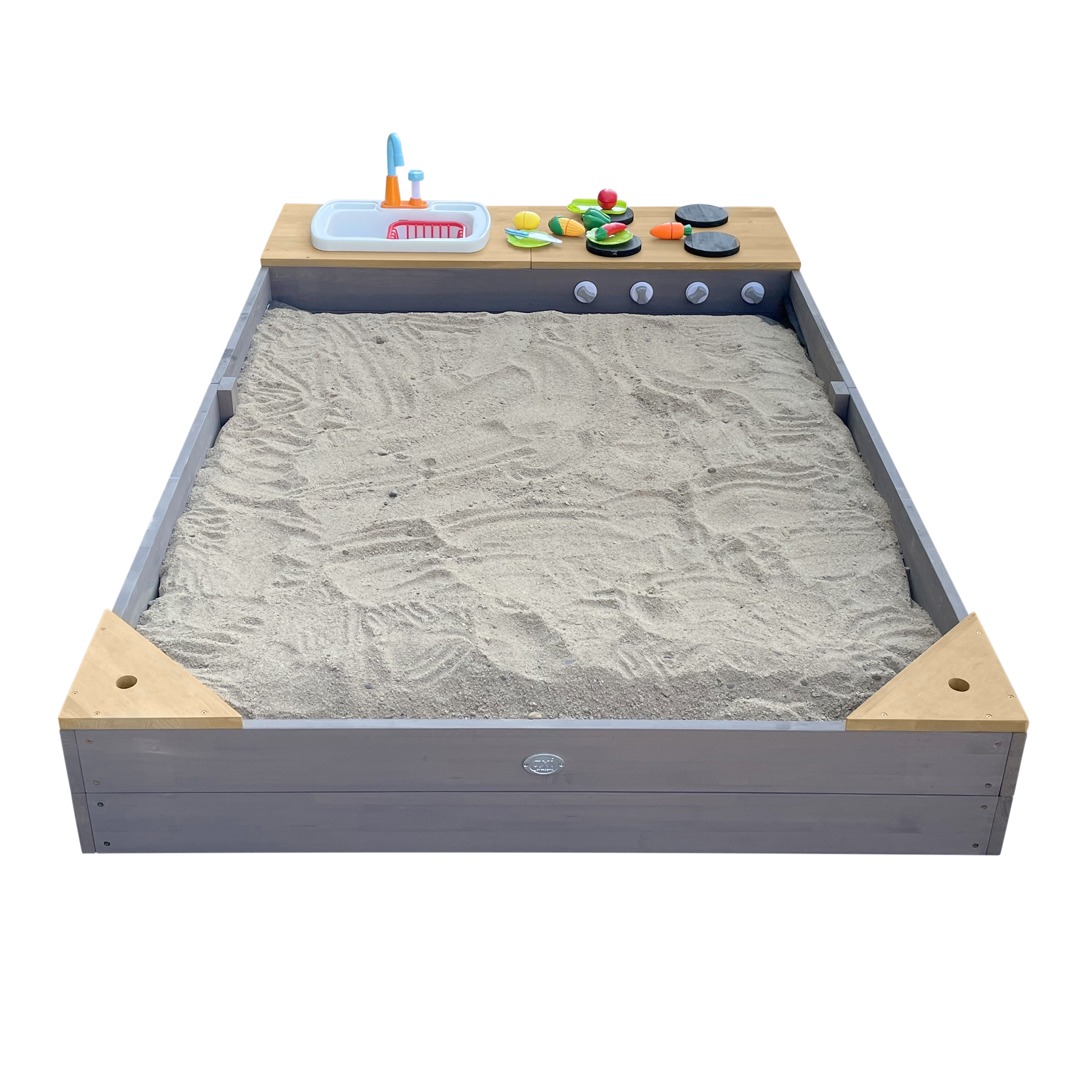 AXI Kelly Sandbox with Play Kitchen - 180 x 115 cm - Grey/brown