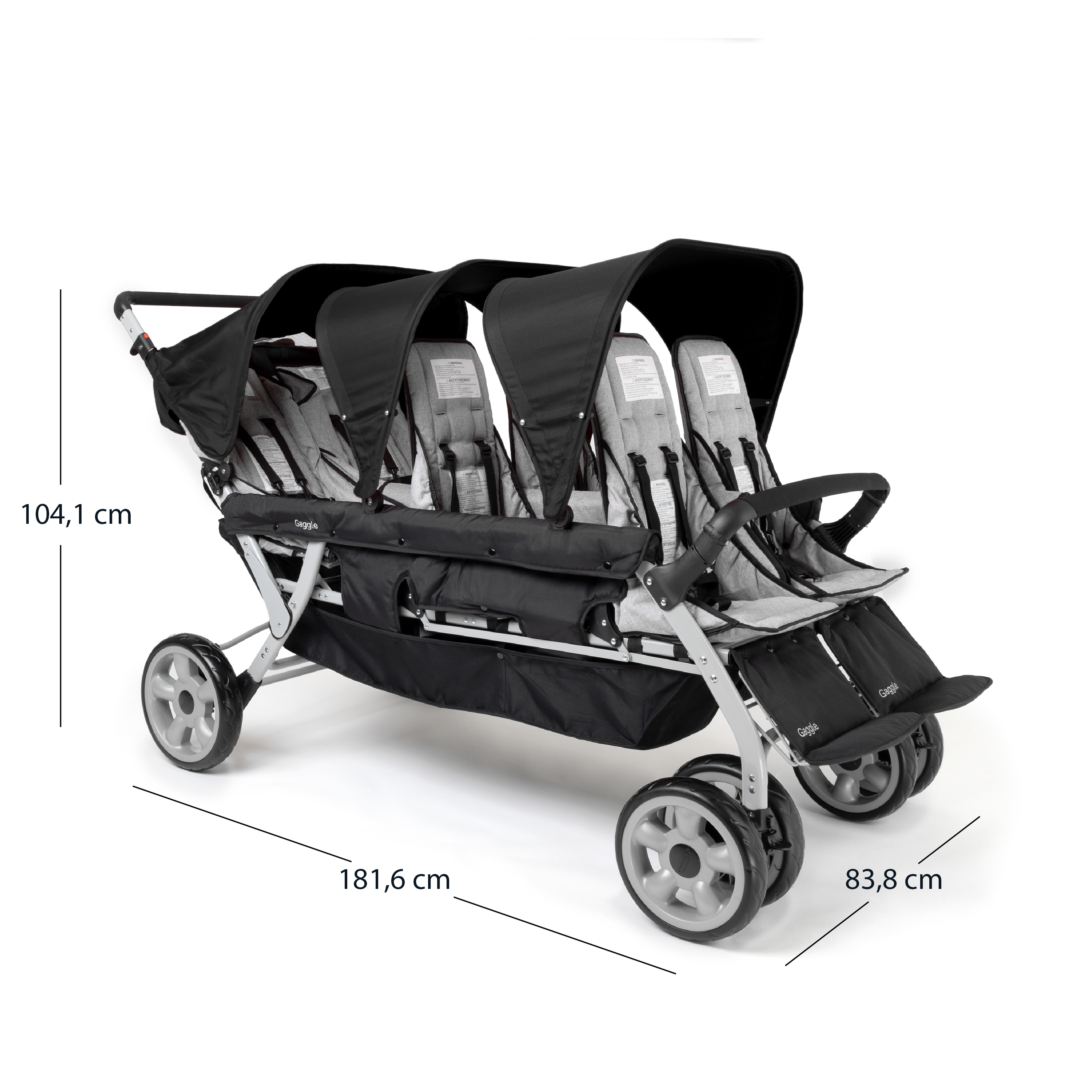 Gaggle Jamboree Folding Stroller for 6 children - Black-0849801015208 Gaggle Jamboree Folding Stroller for 6 children - Black