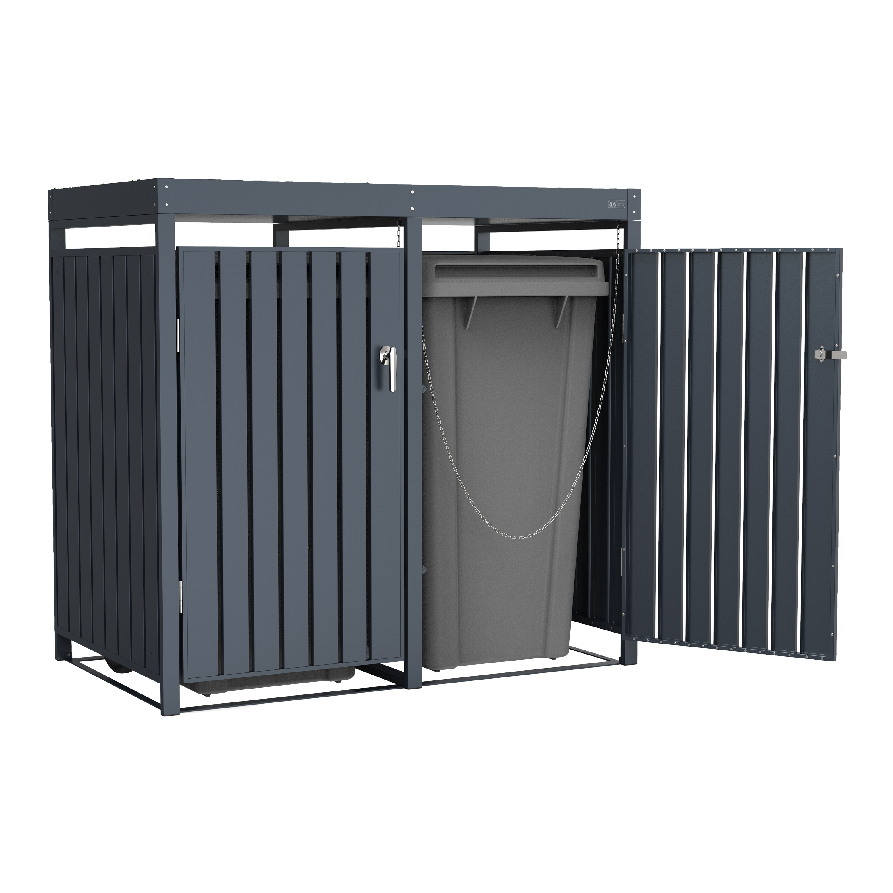 AXI Leon Bin Storage with Louis Parcel Postbox Anthracite – 2 Garbage Bins