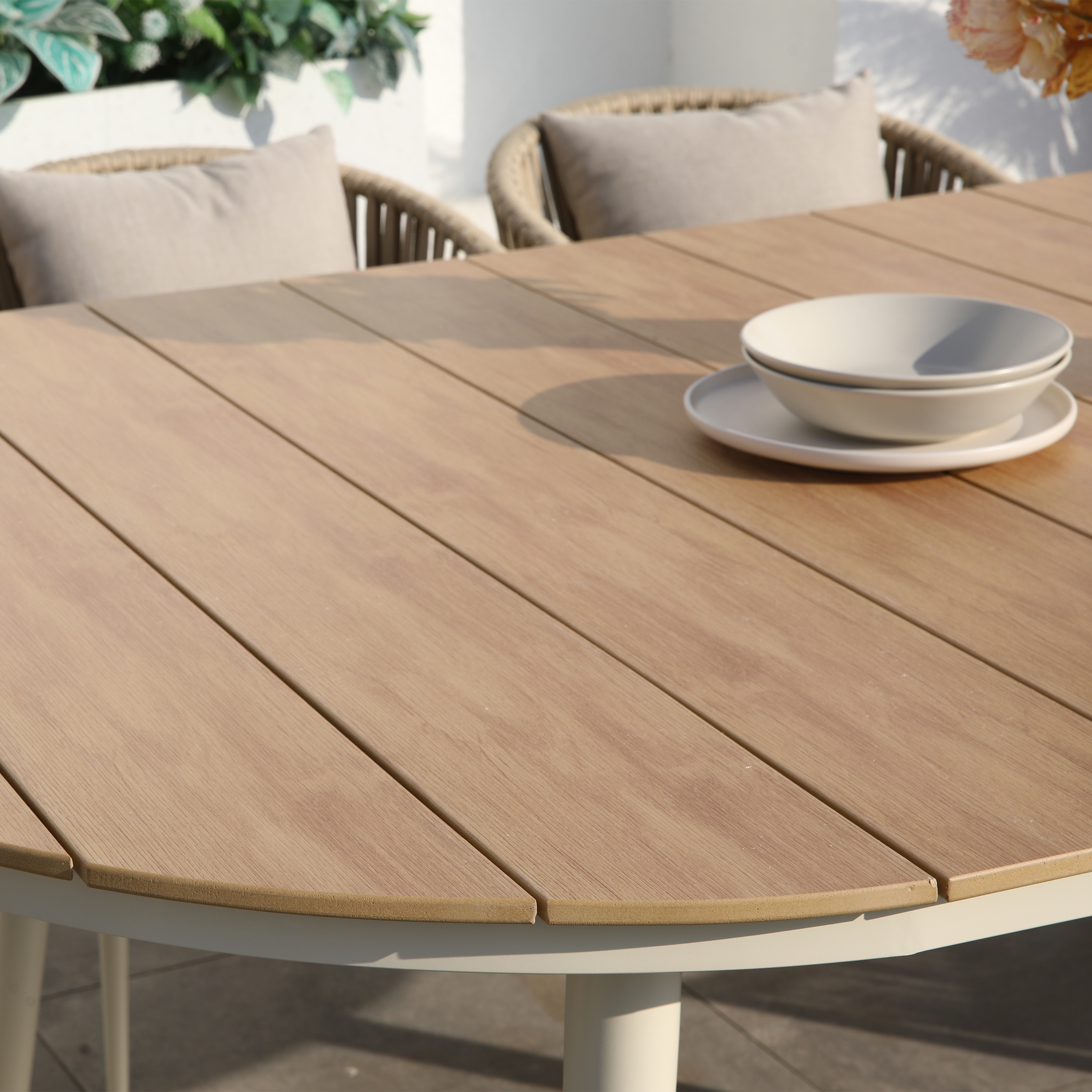 AXI Chay Garden Set with 8 Chairs – Beige with Polywood in Wood Effect-8720365066283 AXI Chay Garden Set with 8 Chairs – Beige with Polywood in Wood Effect