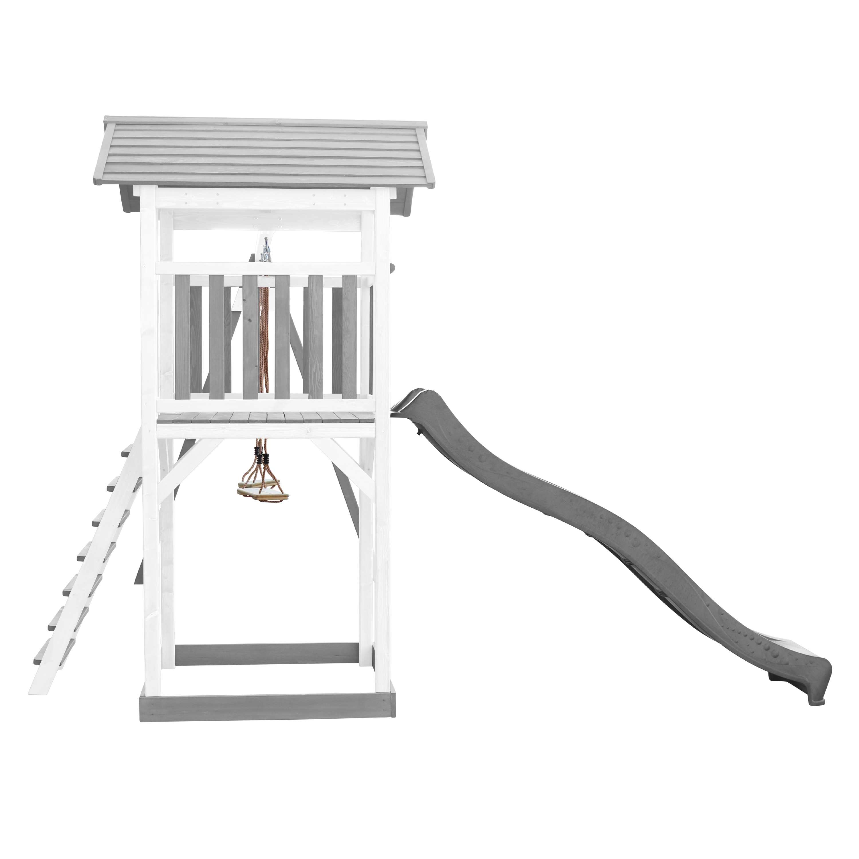 AXI Beach Tower with Double Swing Set Grey/White - Grey Slide