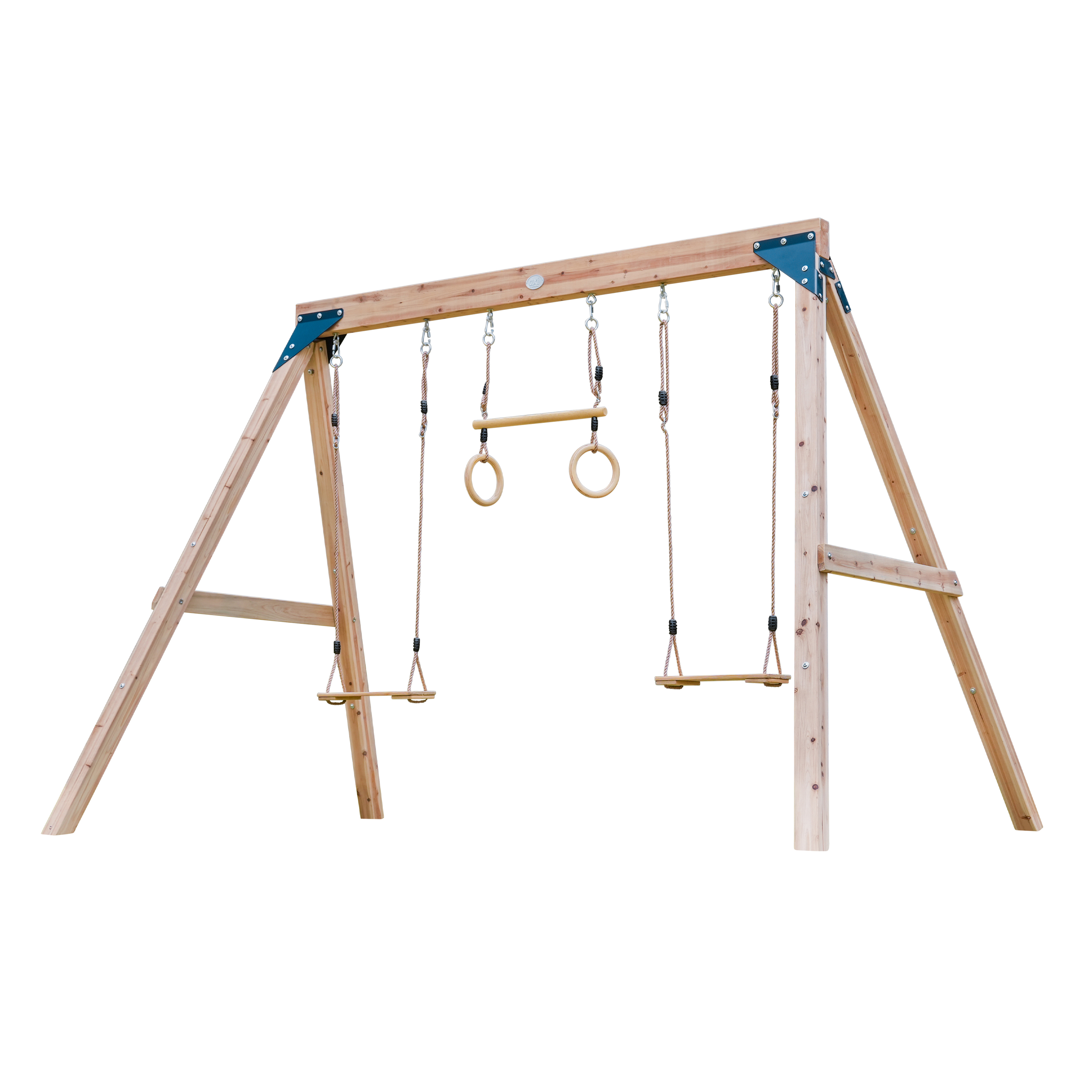 AXI Maya Dubbele houten Schommel met Trapeze Bruin