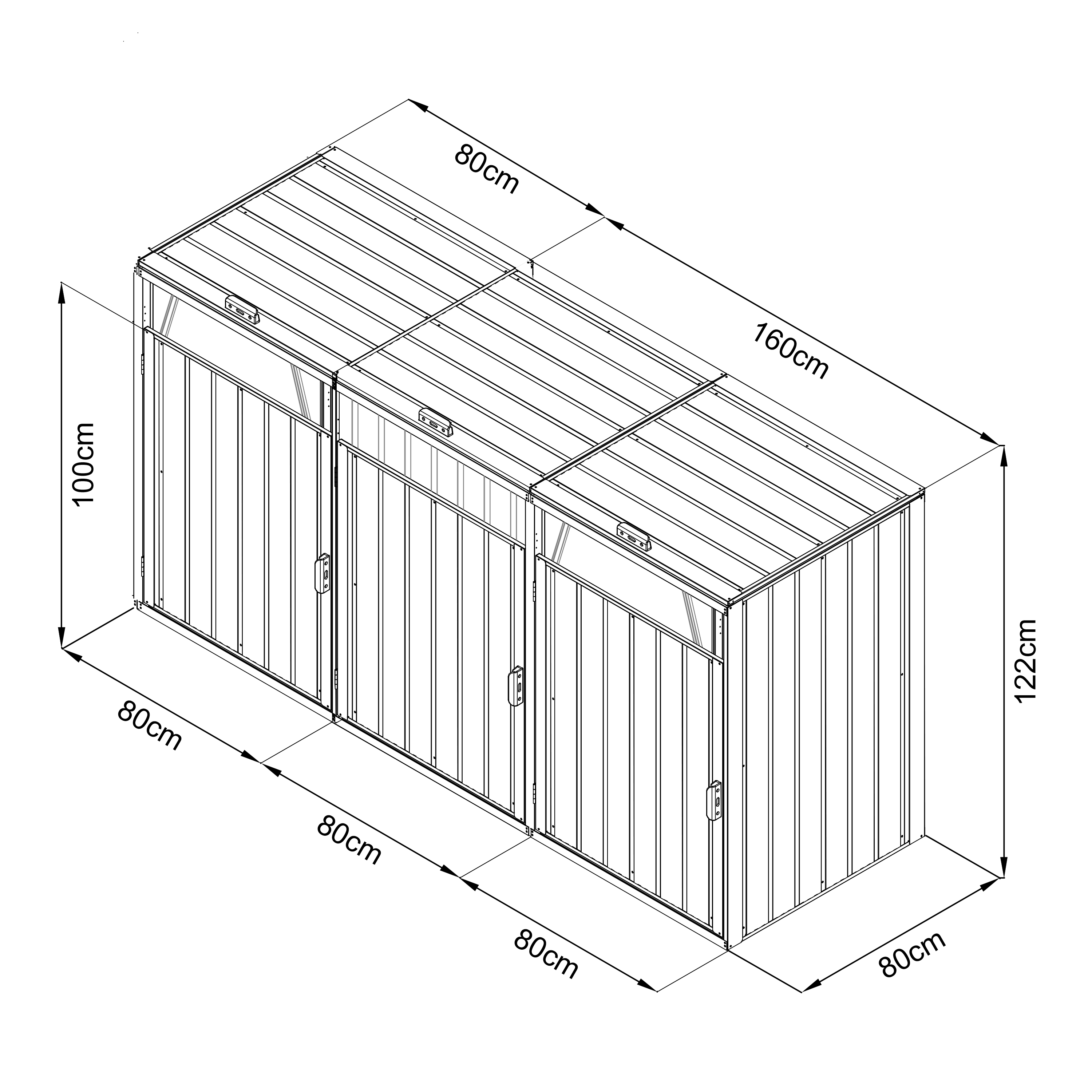 AXI Owen metal Container Enclosure Anthracite - 3 containers