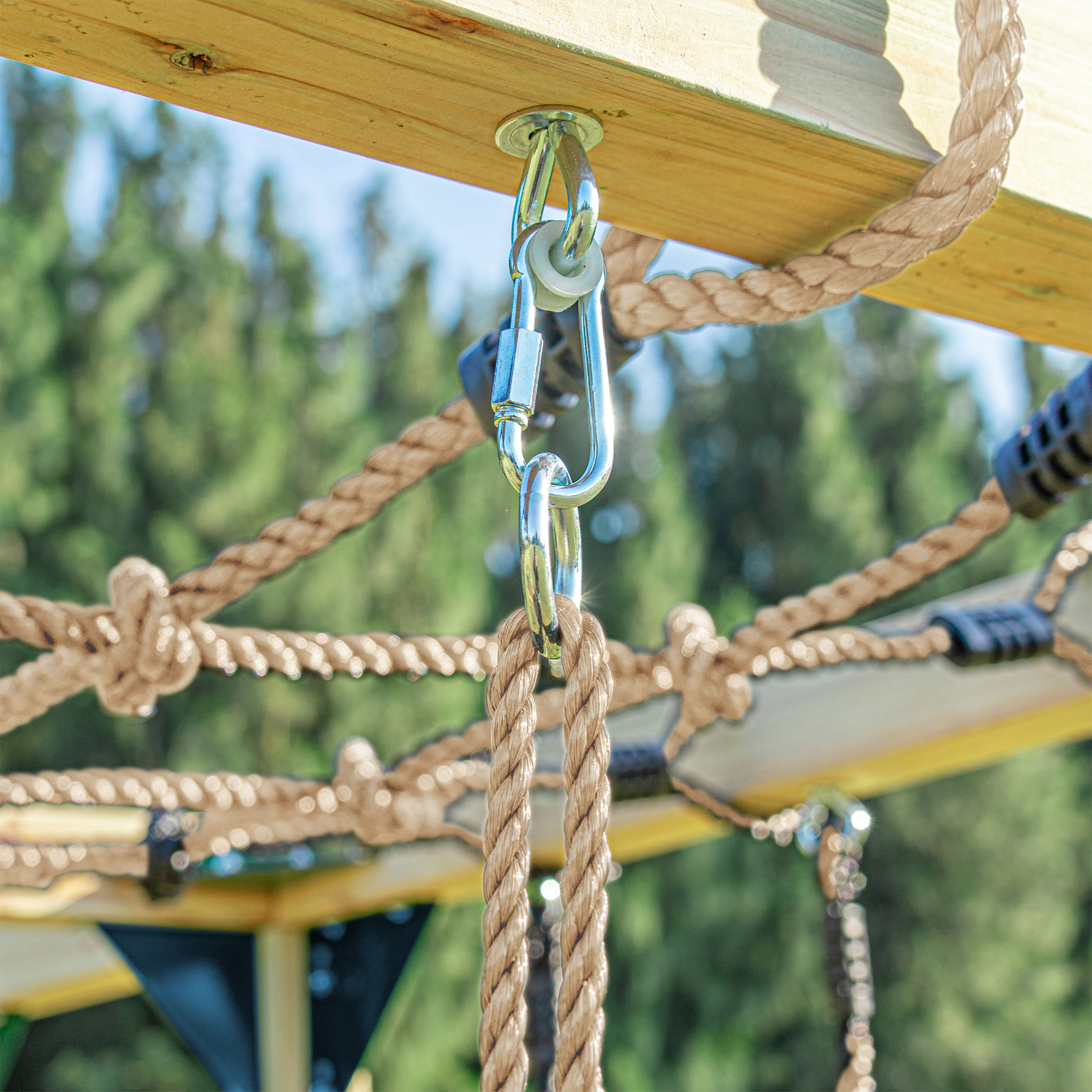 AXI Boris Wooden Playcentre with Swings. Trapeze. Climbing Nets and Monkey Bars – Blue Slide-8720365066658 AXI Boris Wooden Playcentre with Swings. Trapeze. Climbing Nets and Monkey Bars – Blue Slide