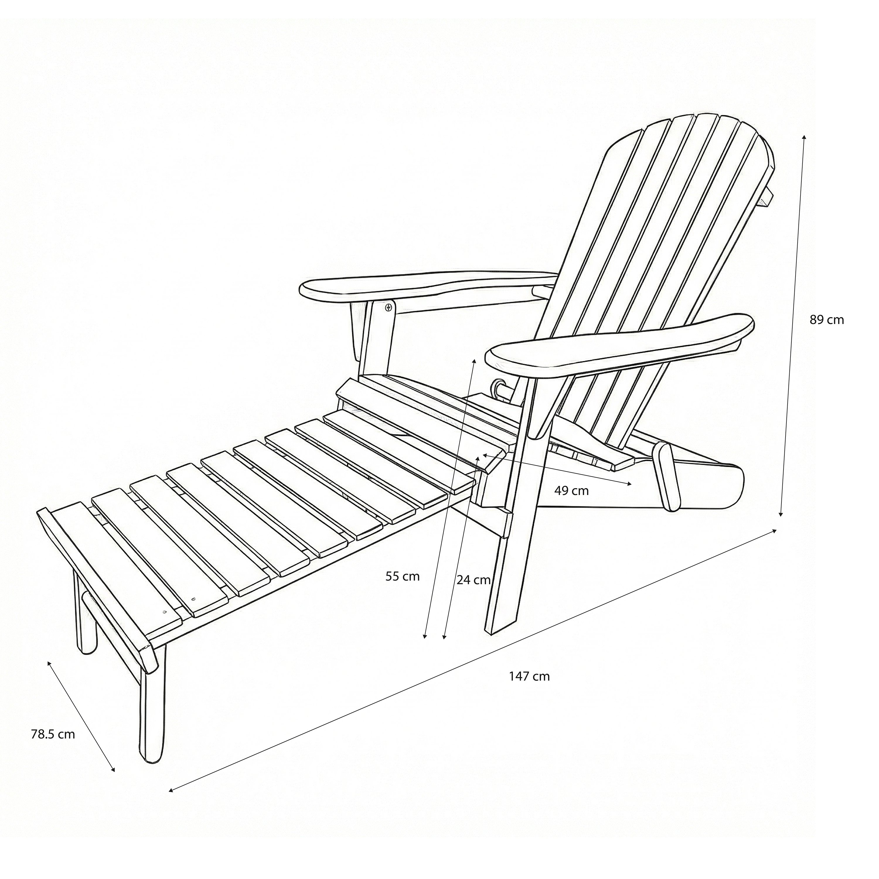 AXI Alexa Folding Adirondack Chair with Footrest Grey