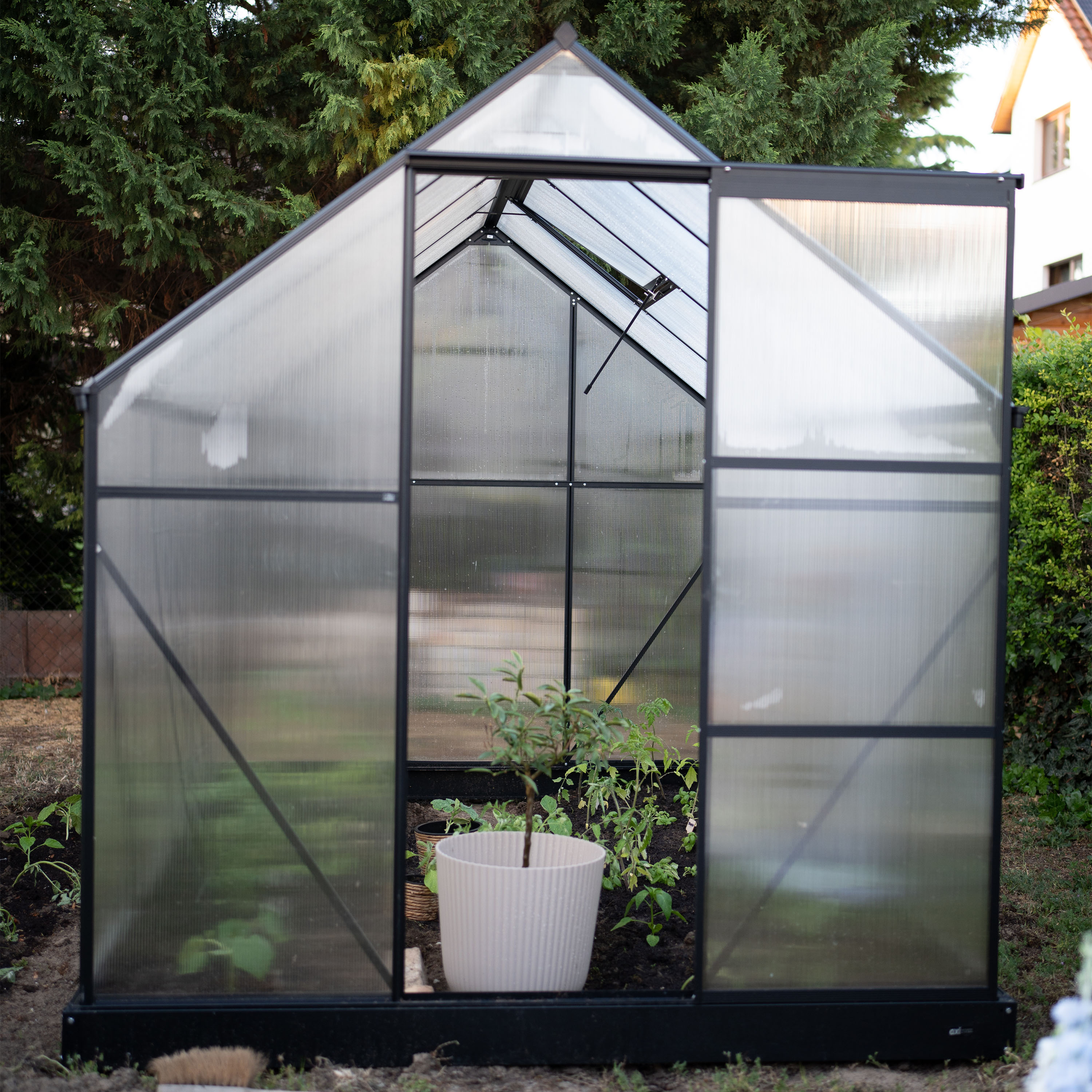 AXI Simon Greenhouse Polycarbonate - Black 250x190x207 cm