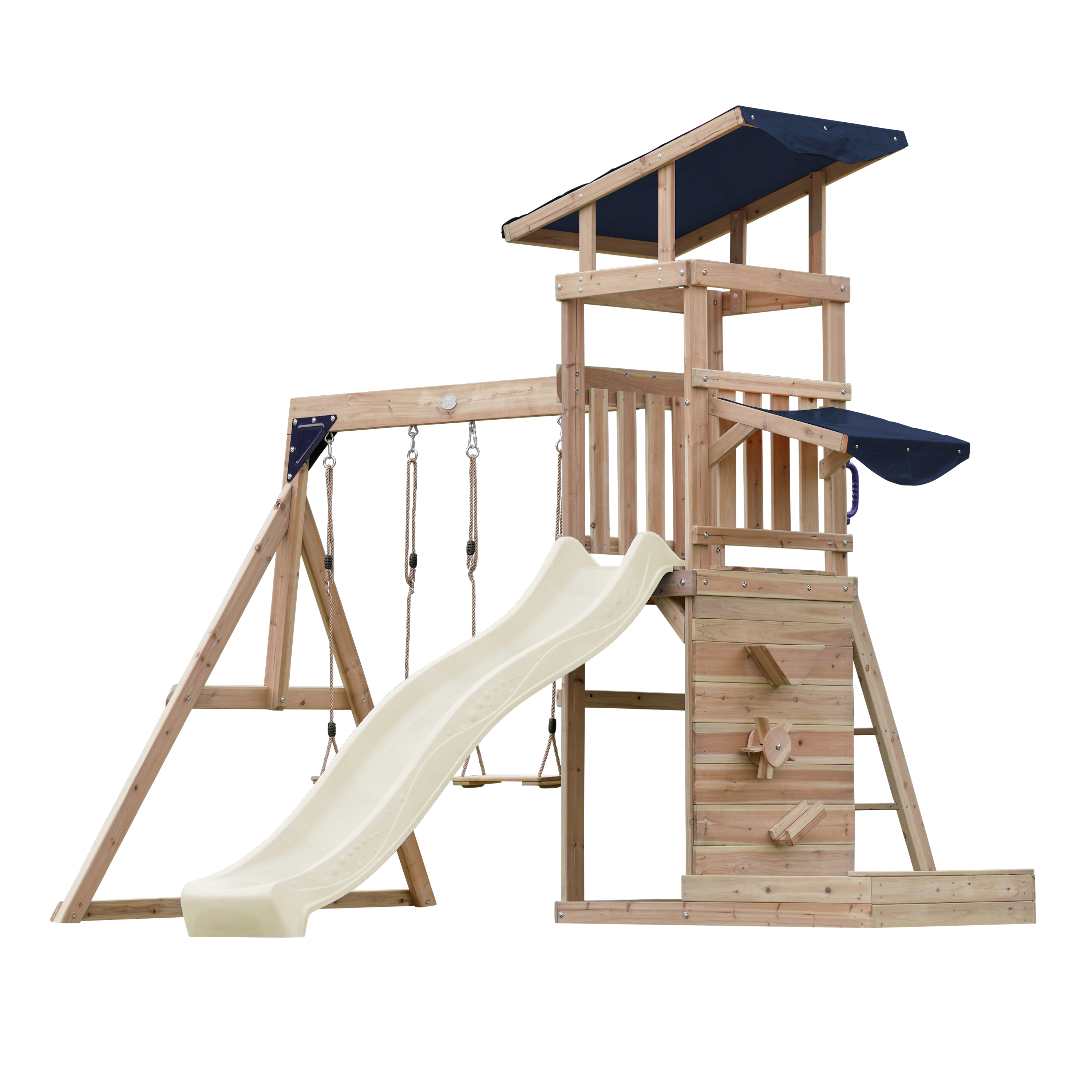 AXI Malik Climbing Frame with Double Swing Set - Cream Slide