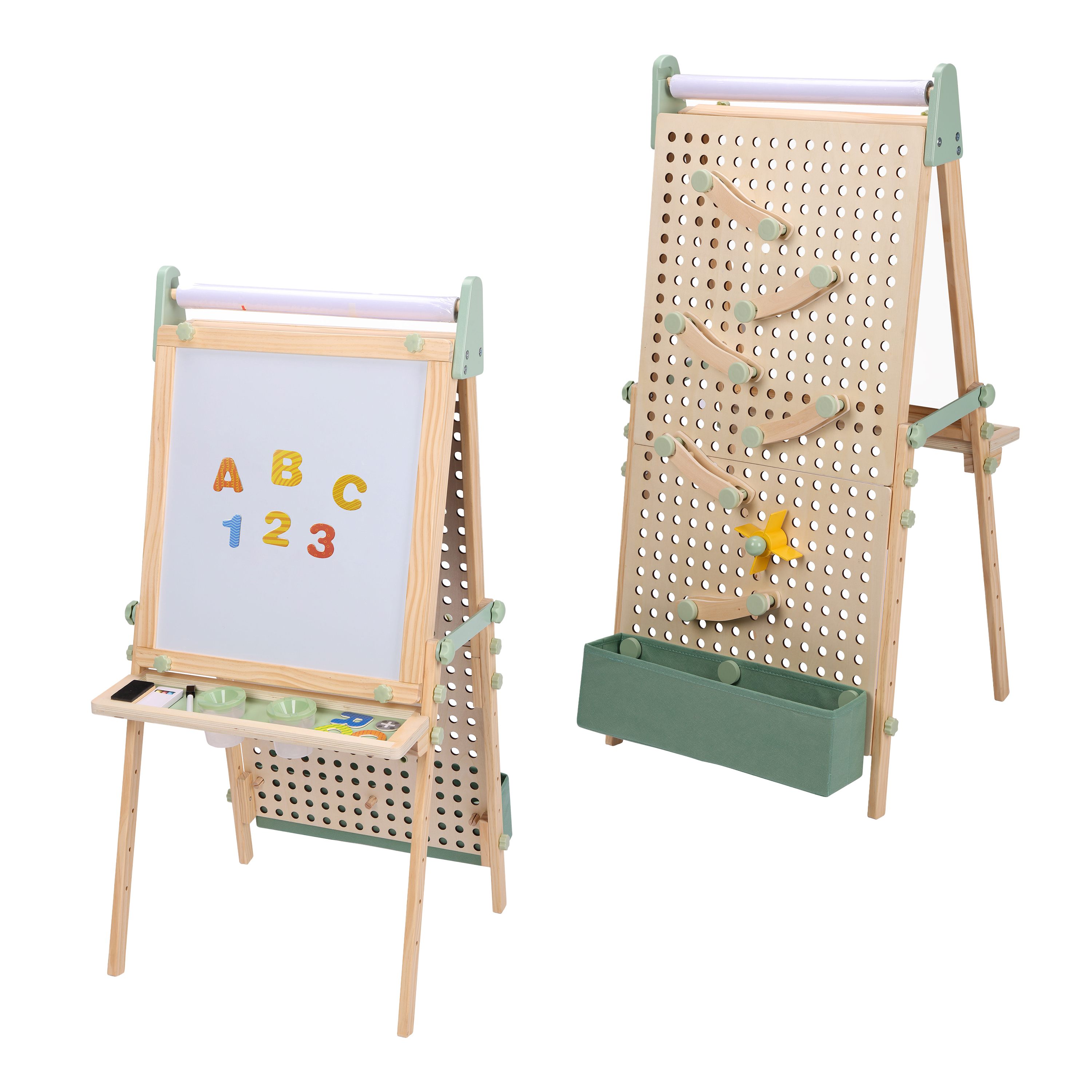 Sunny Mika Activity Easel with Pegboard - Natural Brown-8720365067730 Sunny Mika Activity Easel with Pegboard - Natural Brown
