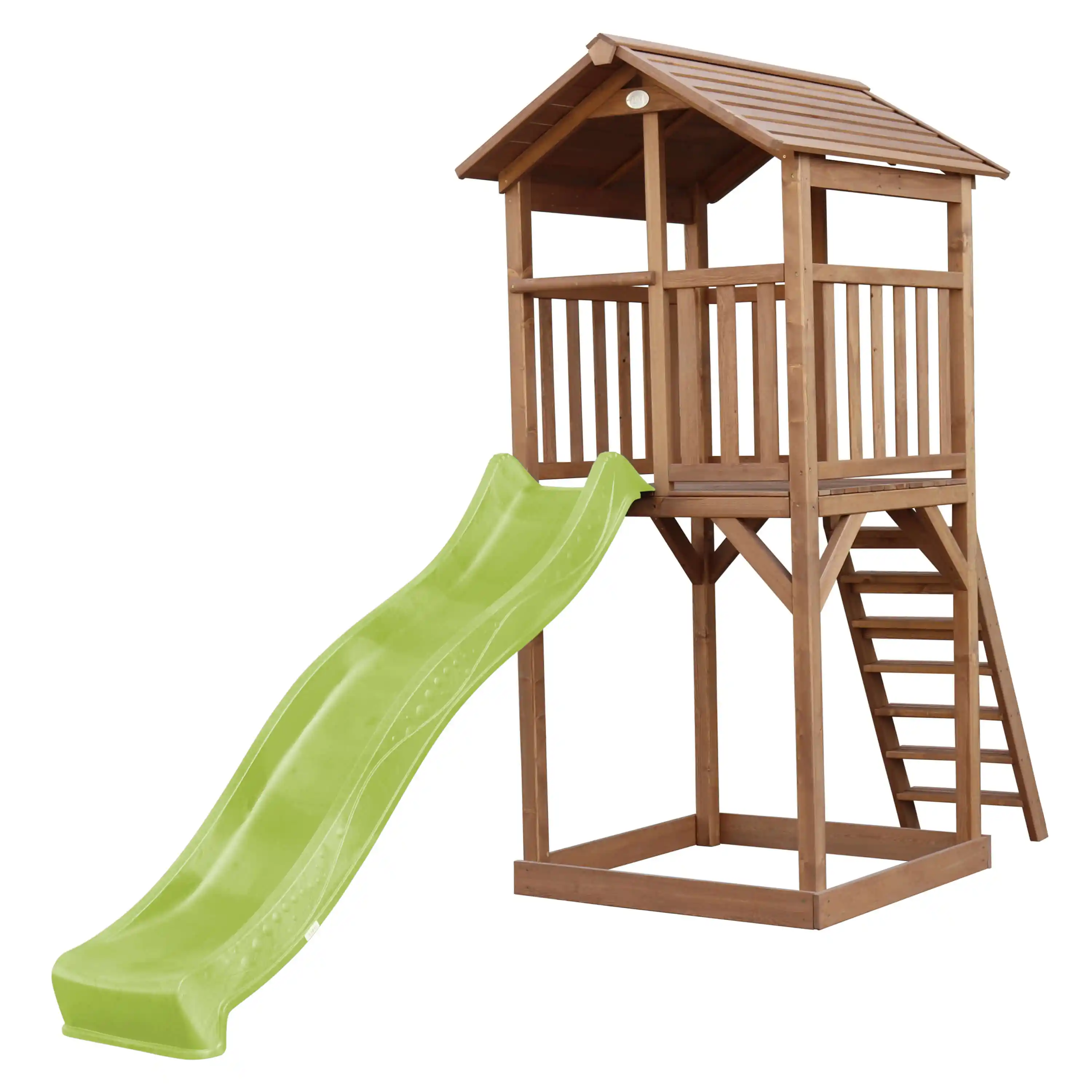 AXI Beach Tower Speeltoren Bruin - Limoen groene Glijbaan