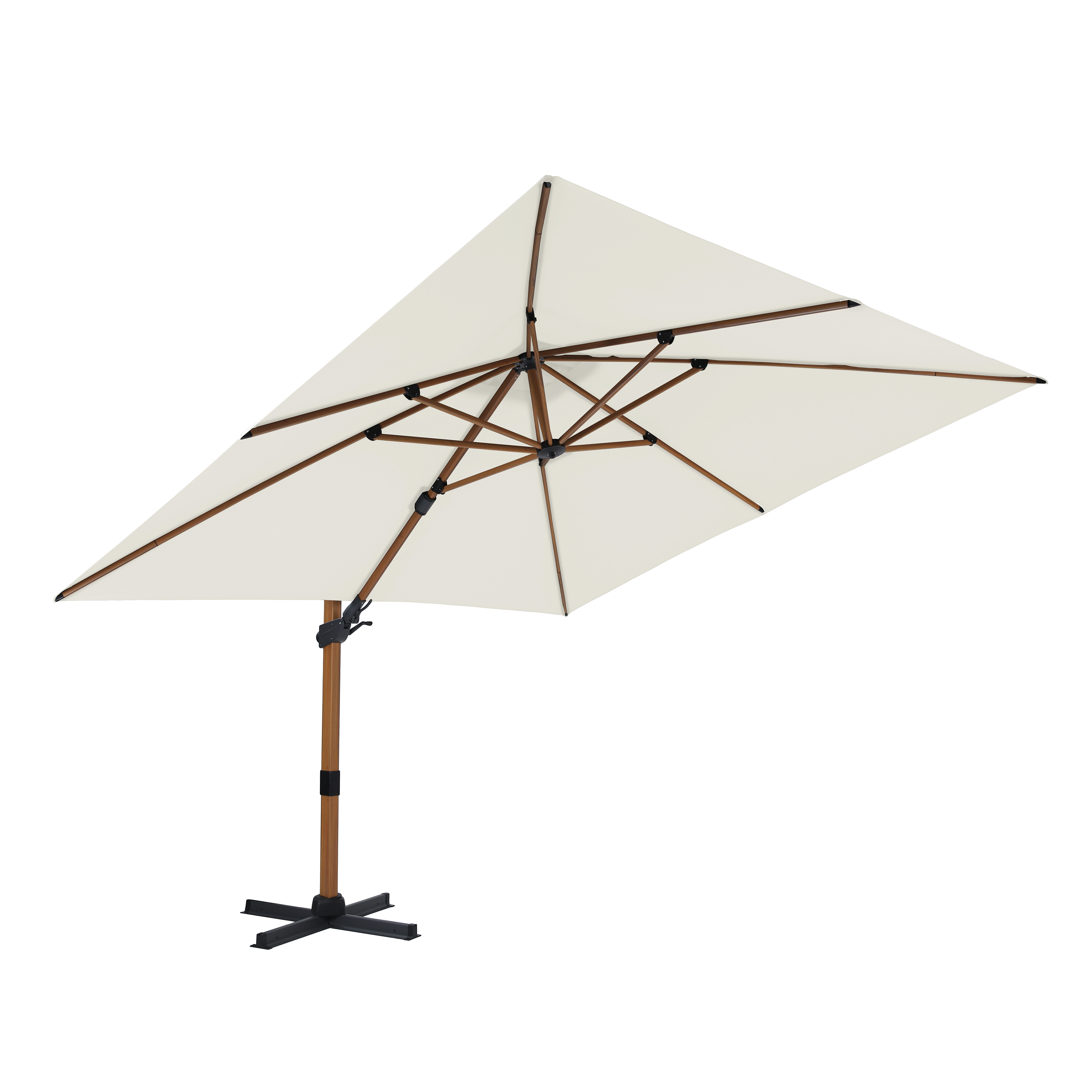 AXI Apollo Premium Cantilever Parasol 300x300cm - Wood-look/Beige-8720365063541 AXI Apollo Premium Cantilever Parasol 300x300cm - Wood-look/Beige
