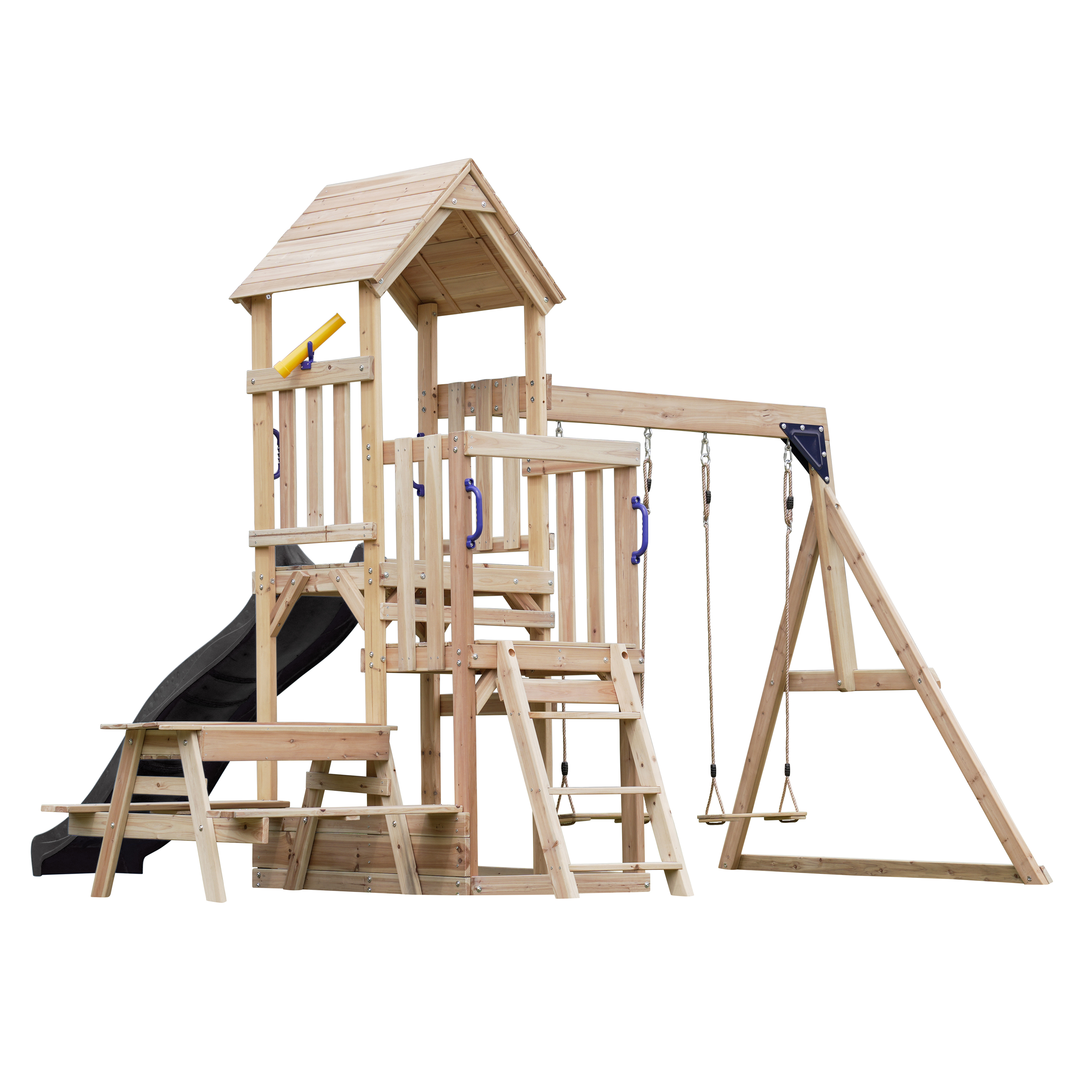 AXI Mette Playground with Double Swing Brown - Grey Slide 