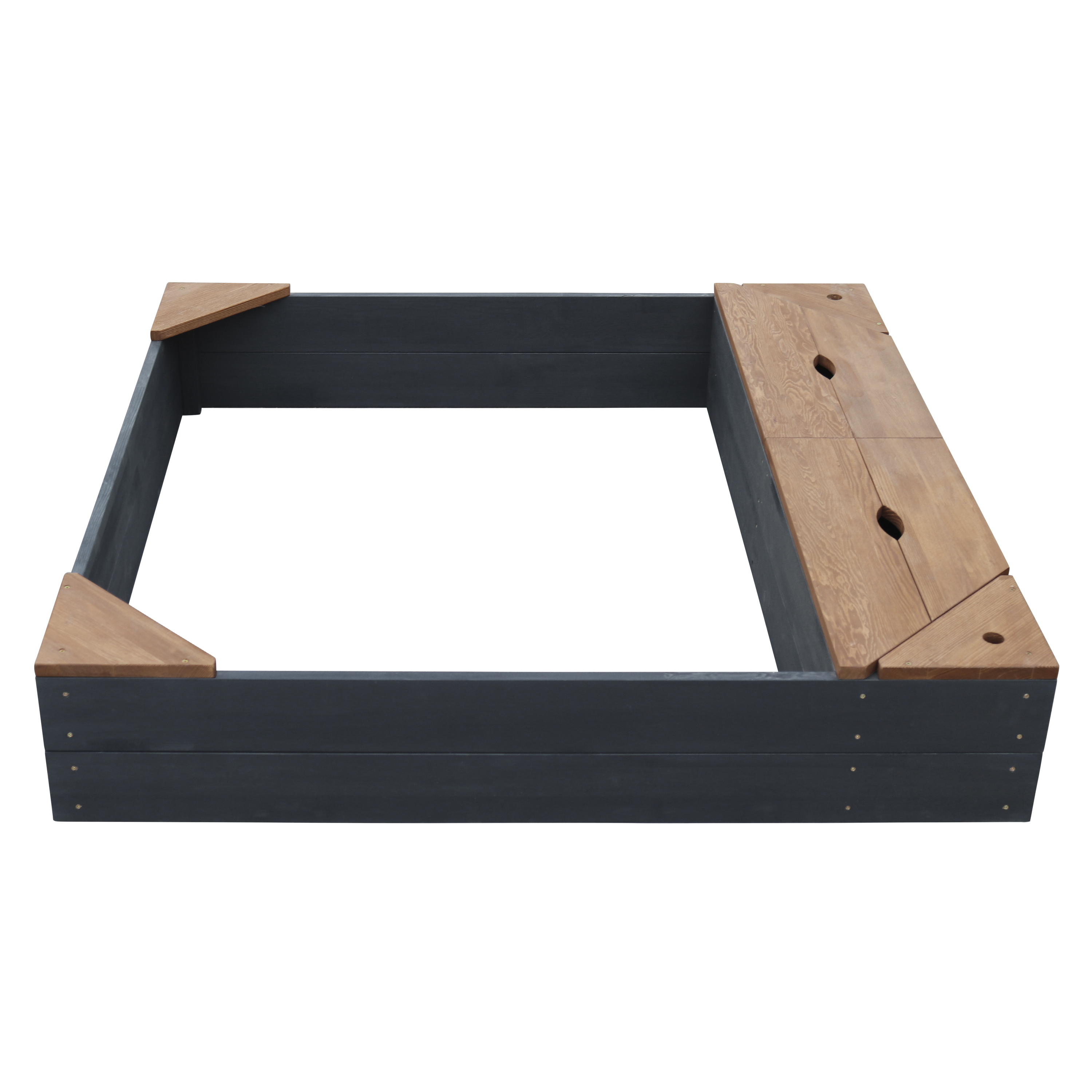 AXI Amy Sandbox with Storage and Bench - 115 x 115 cm - Anthracite/Brown