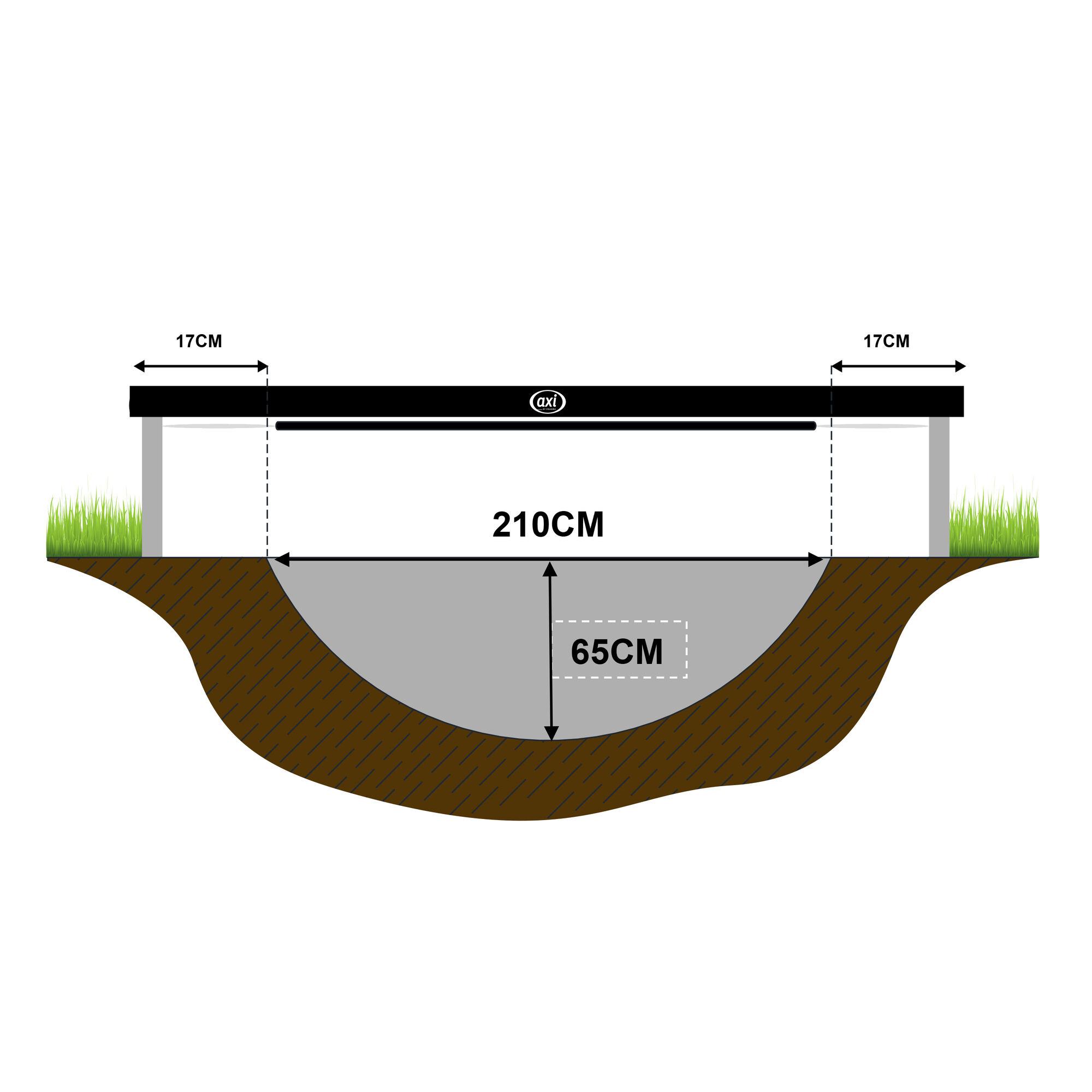 AXI Boston Trampoline met veiligheidsnet 244 cm Green - Inground & Onground op palen Rond 8ft
