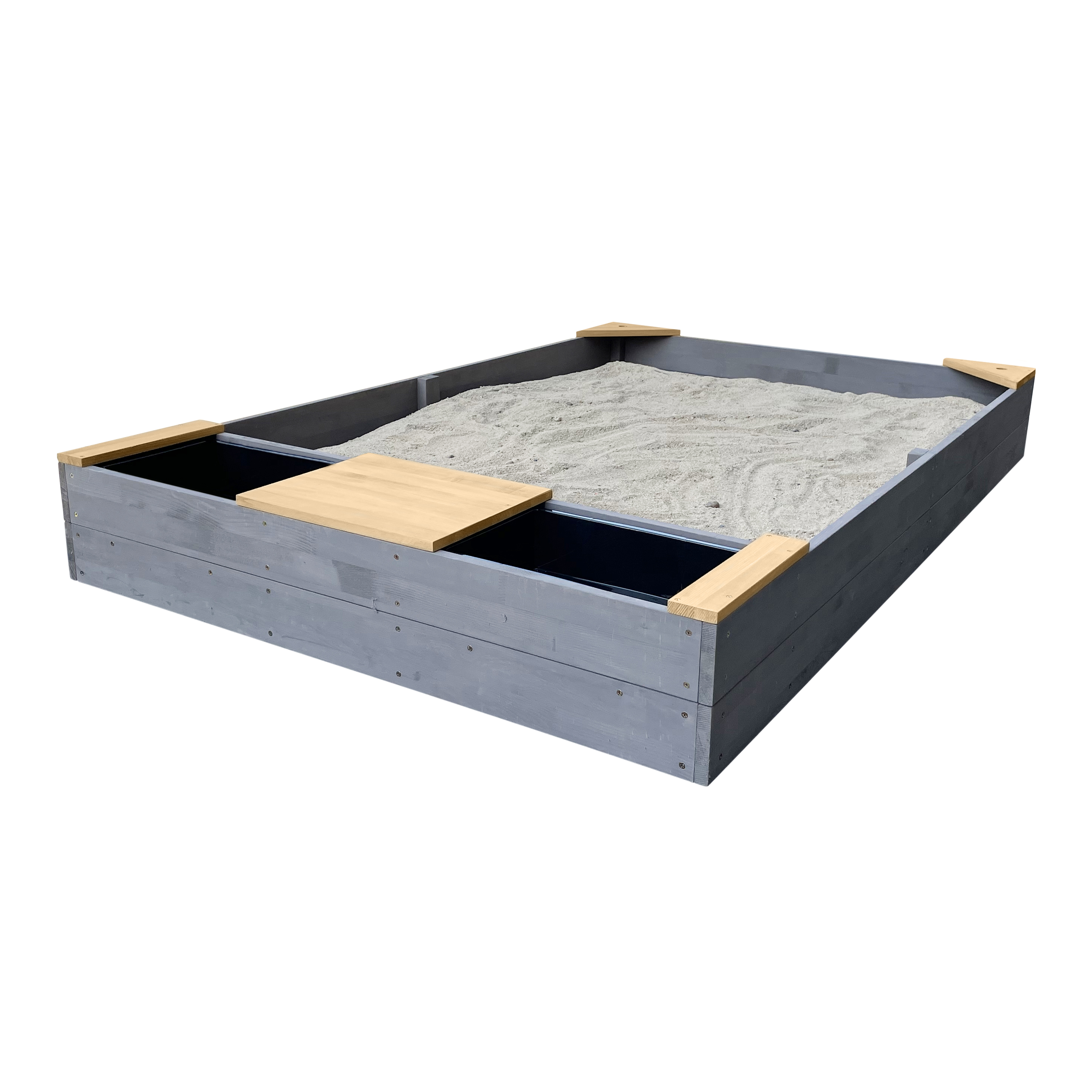 AXI Kelly Sandbox with Bins and Bench - 180 x 115 cm - Grey/Brown