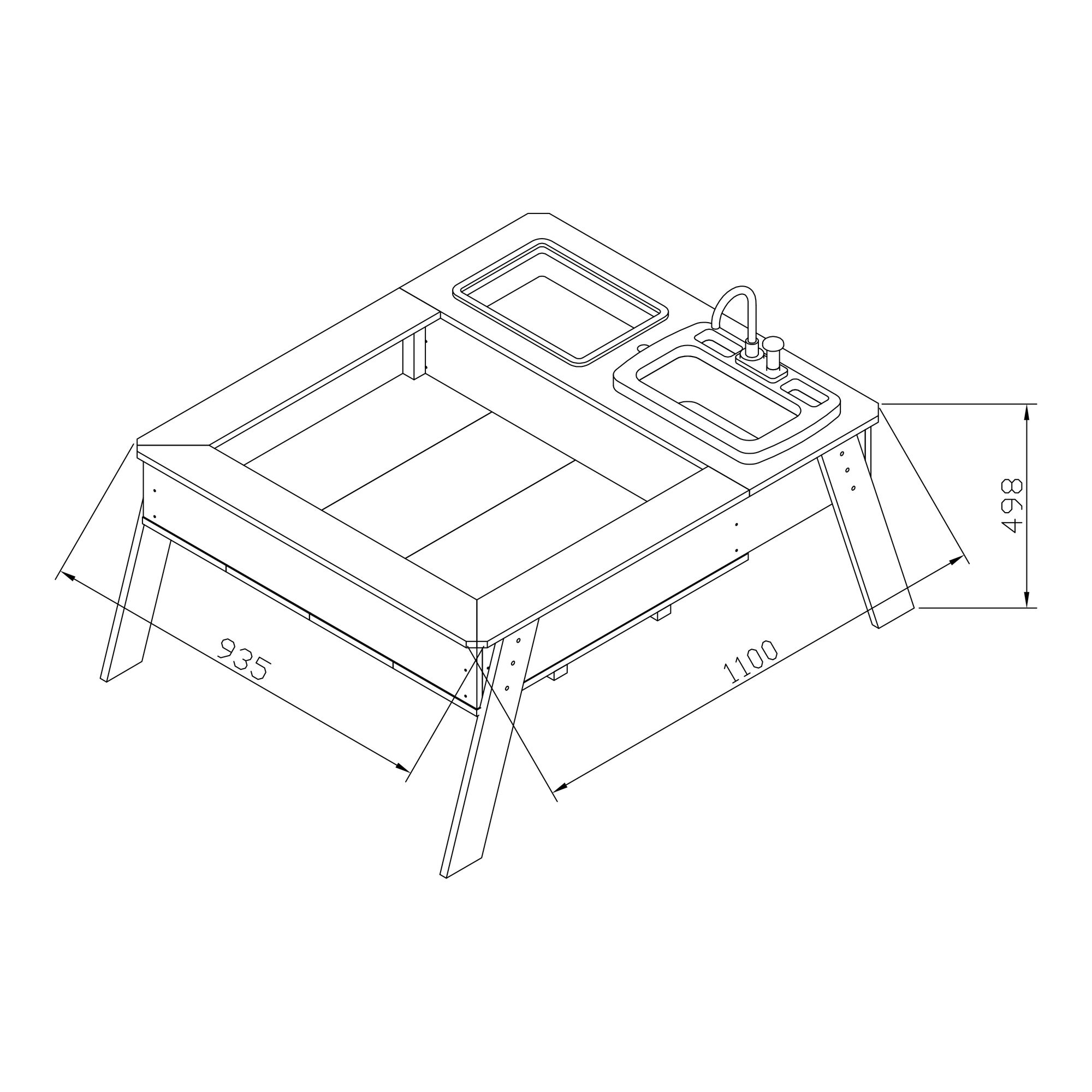 AXI Linda Zand & Water Tafel met Speelkeuken wastafel Bruin/wit - Parasol Blauw/wit
