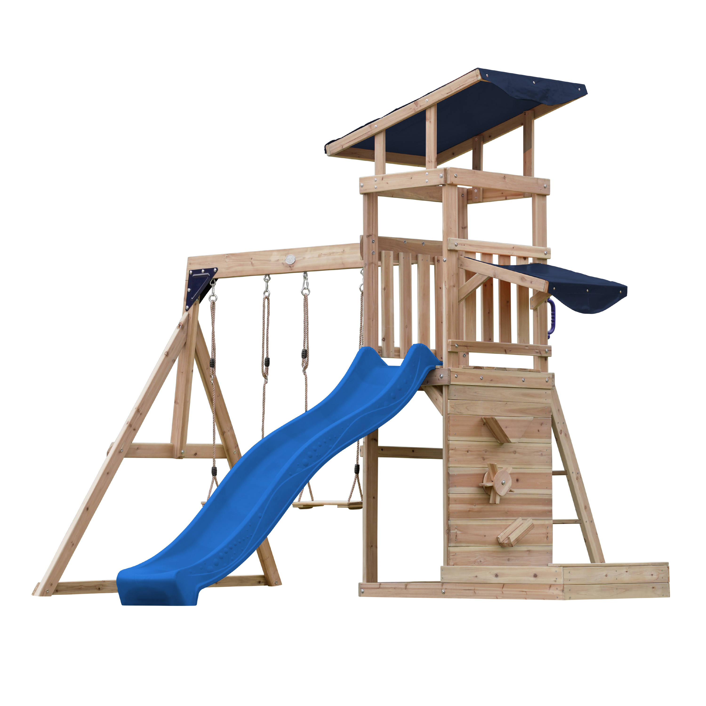 AXI Malik Climbing Frame with Double Swing Set - Blue Slide