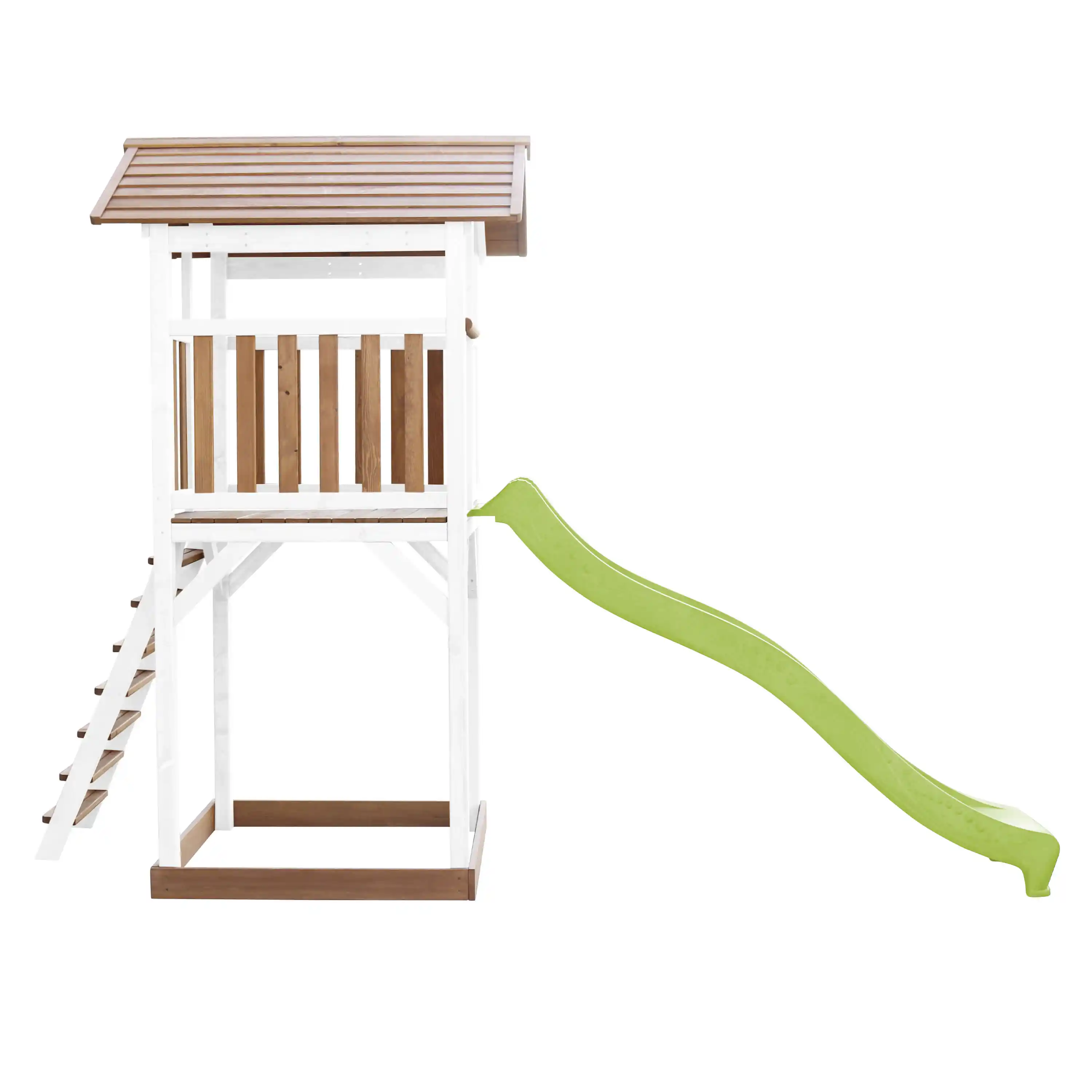 AXI Beach Tower Speeltoren Bruin/wit - Limoen groene Glijbaan