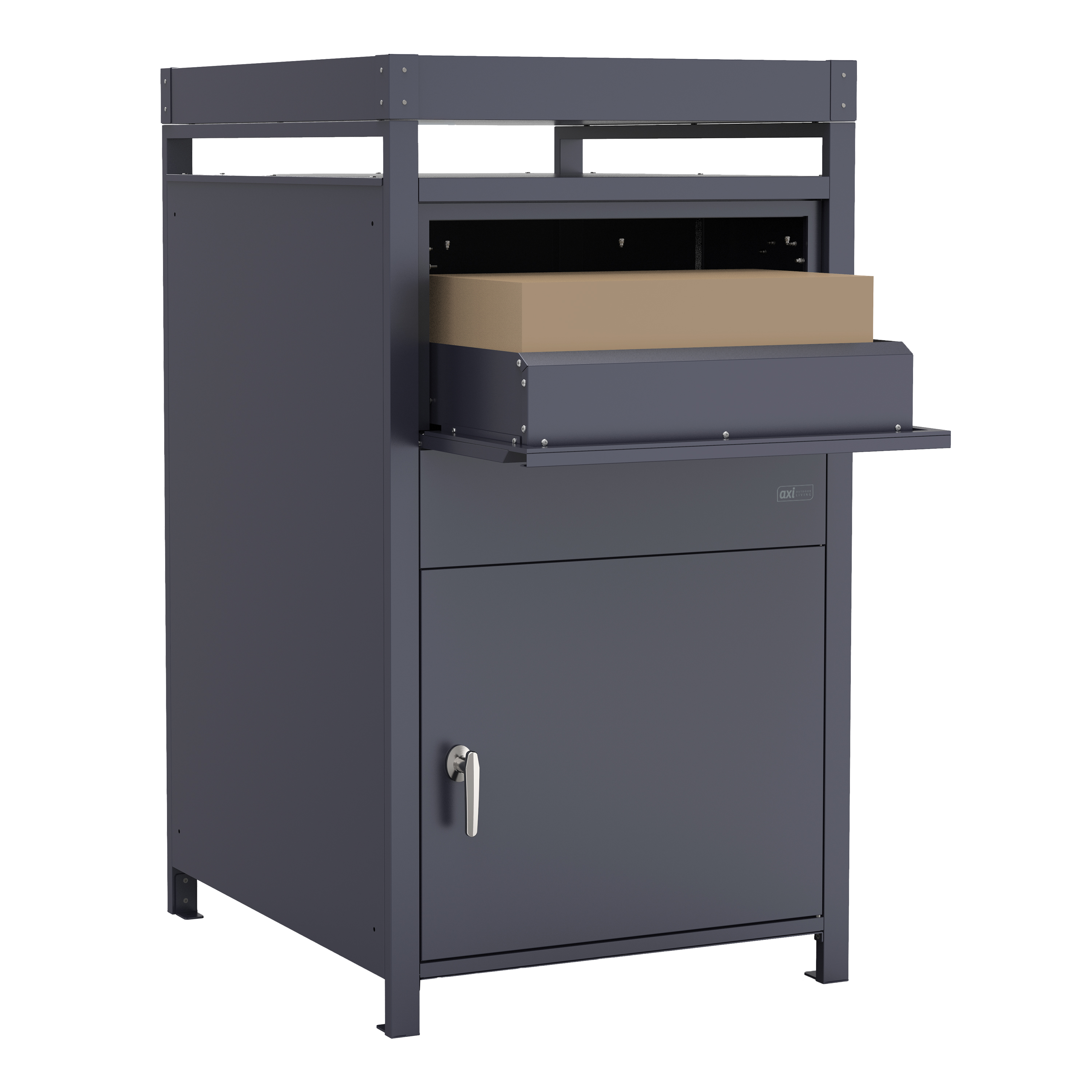 AXI Leon Bin Storage with Louis Parcel Postbox Anthracite – 1 Garbage Bin