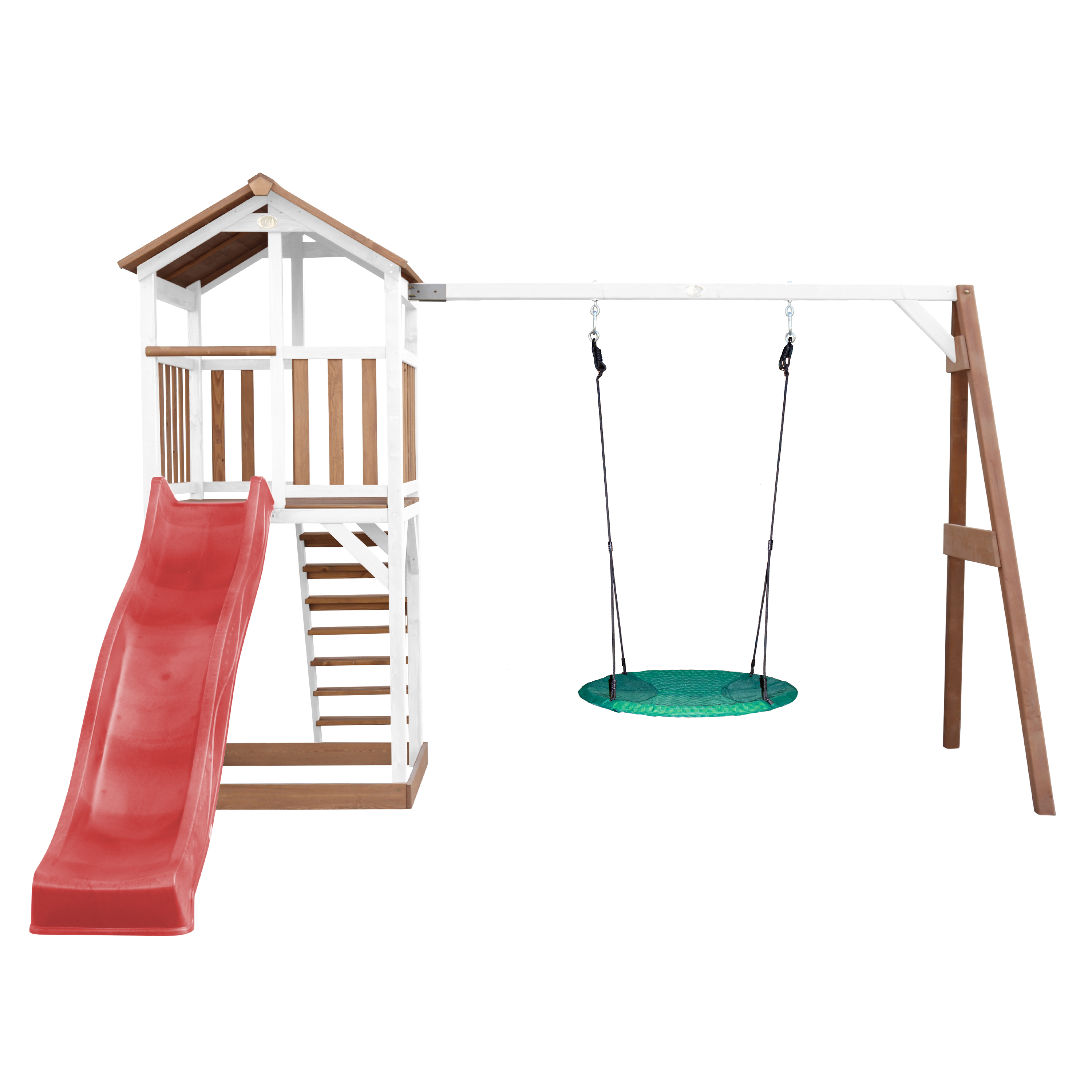 AXI Beach Tower with Summer Nest Swing Set Brown/White - Red Slide