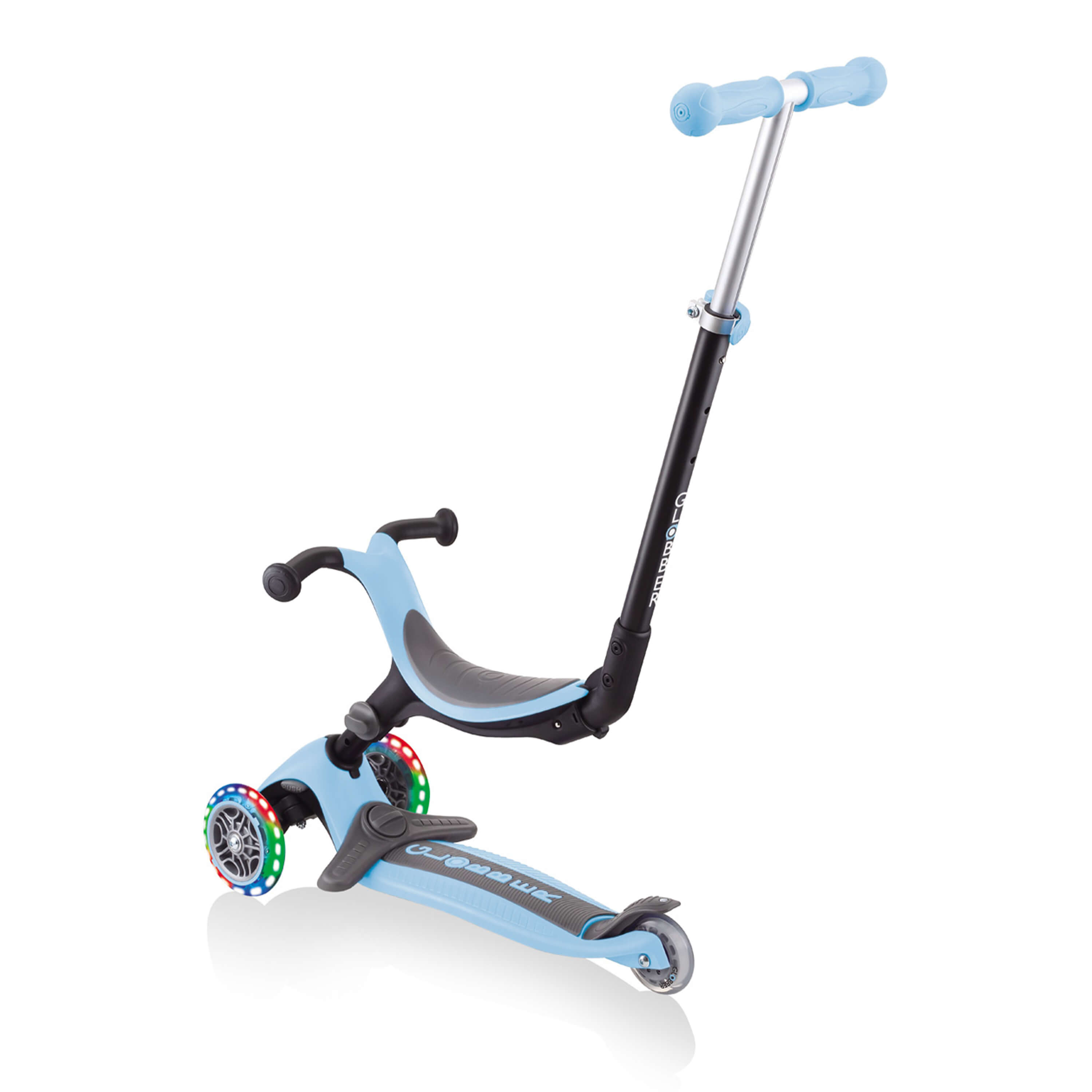 Globber Go Up Foldable Plus Lights 3-in-1 Step Pastel Blauw