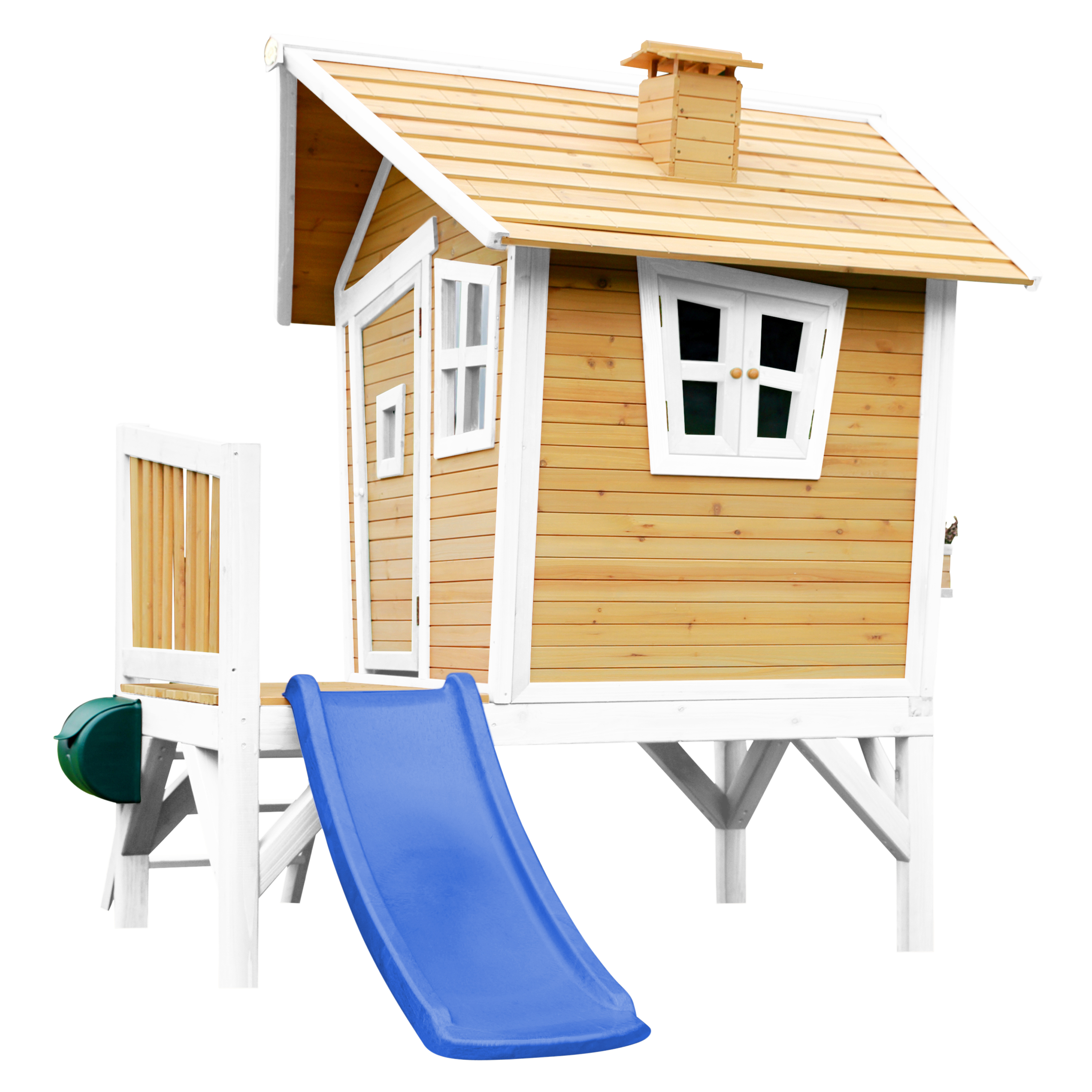 AXI Robin Playhouse Brown/White - Blue Slide