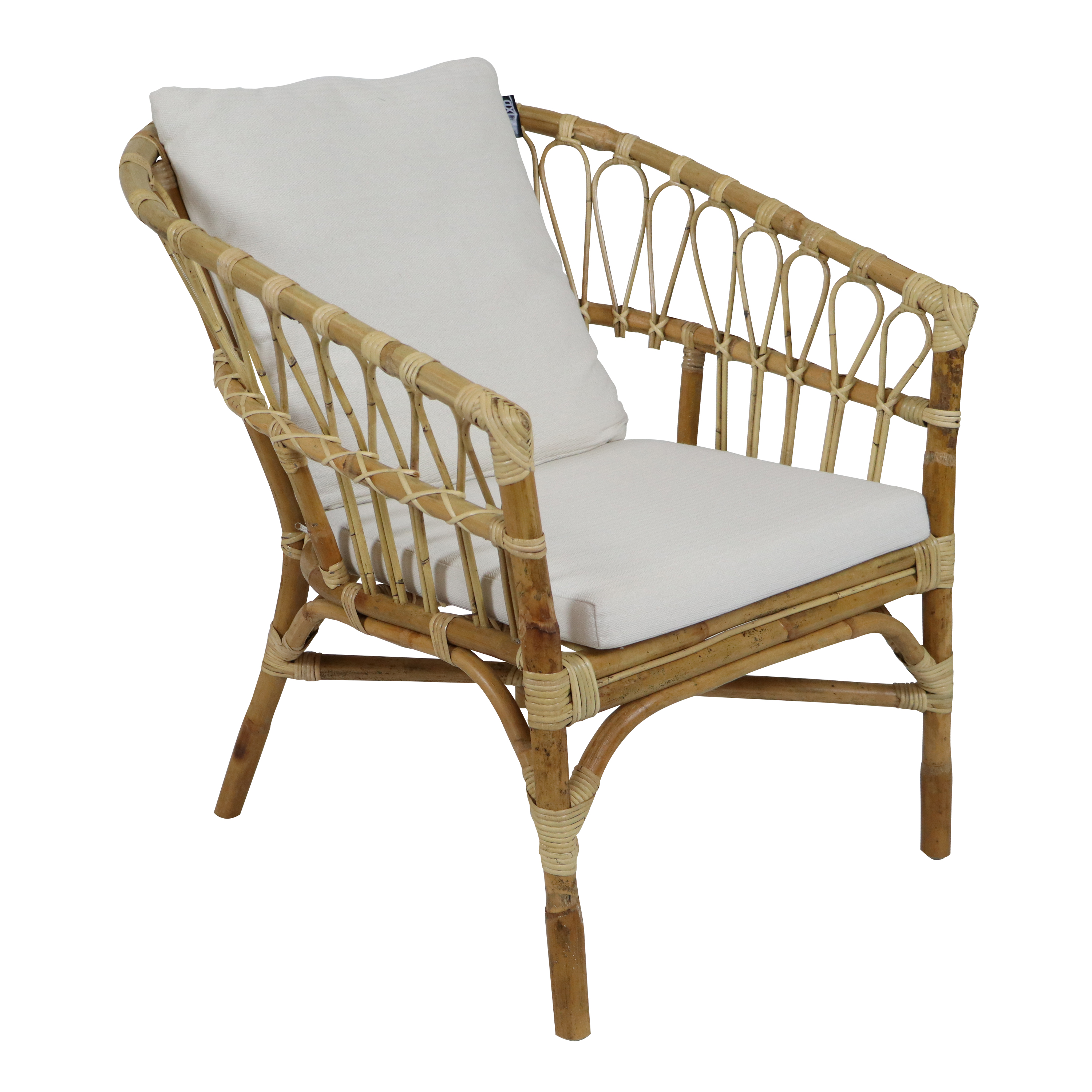 AXI Mary Rattan Lounge Set – 4-Piece with Sofa, Table, and 2 Chairs Natural/White