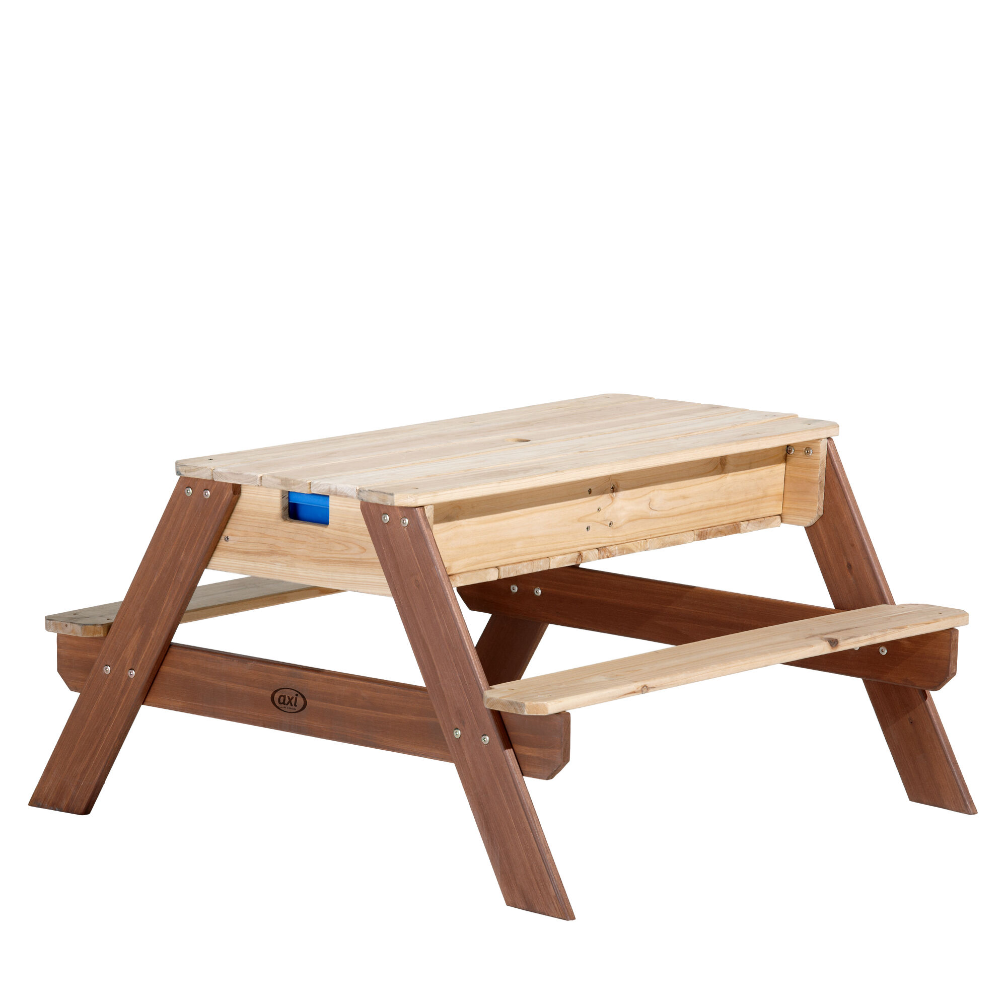 AXI Nick Zand & Water Picknicktafel Bruin - Parasol Groen/wit