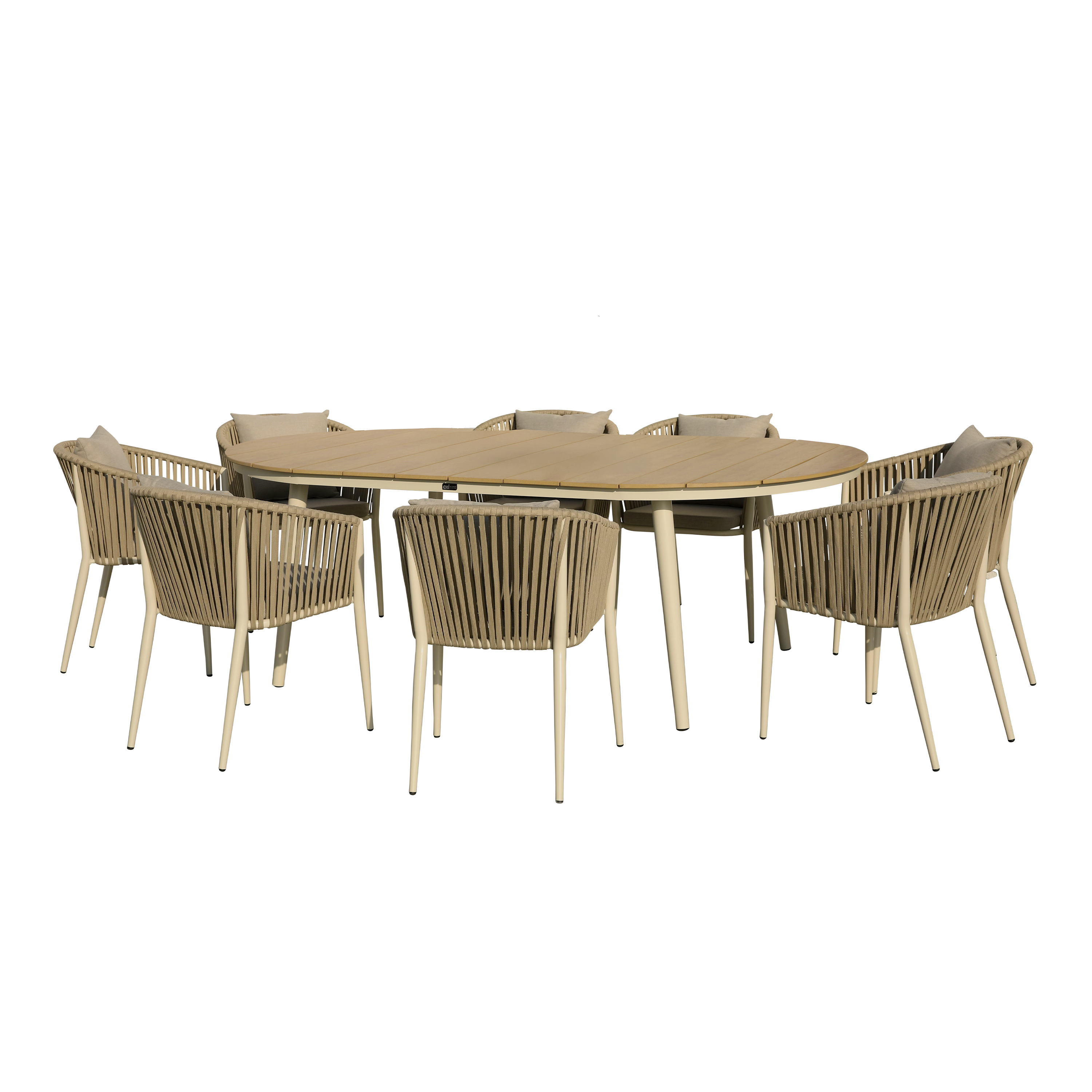 AXI Chay Garden Set with 8 Chairs – Beige with Polywood in Wood Effect-8720365066283 AXI Chay Garden Set with 8 Chairs – Beige with Polywood in Wood Effect