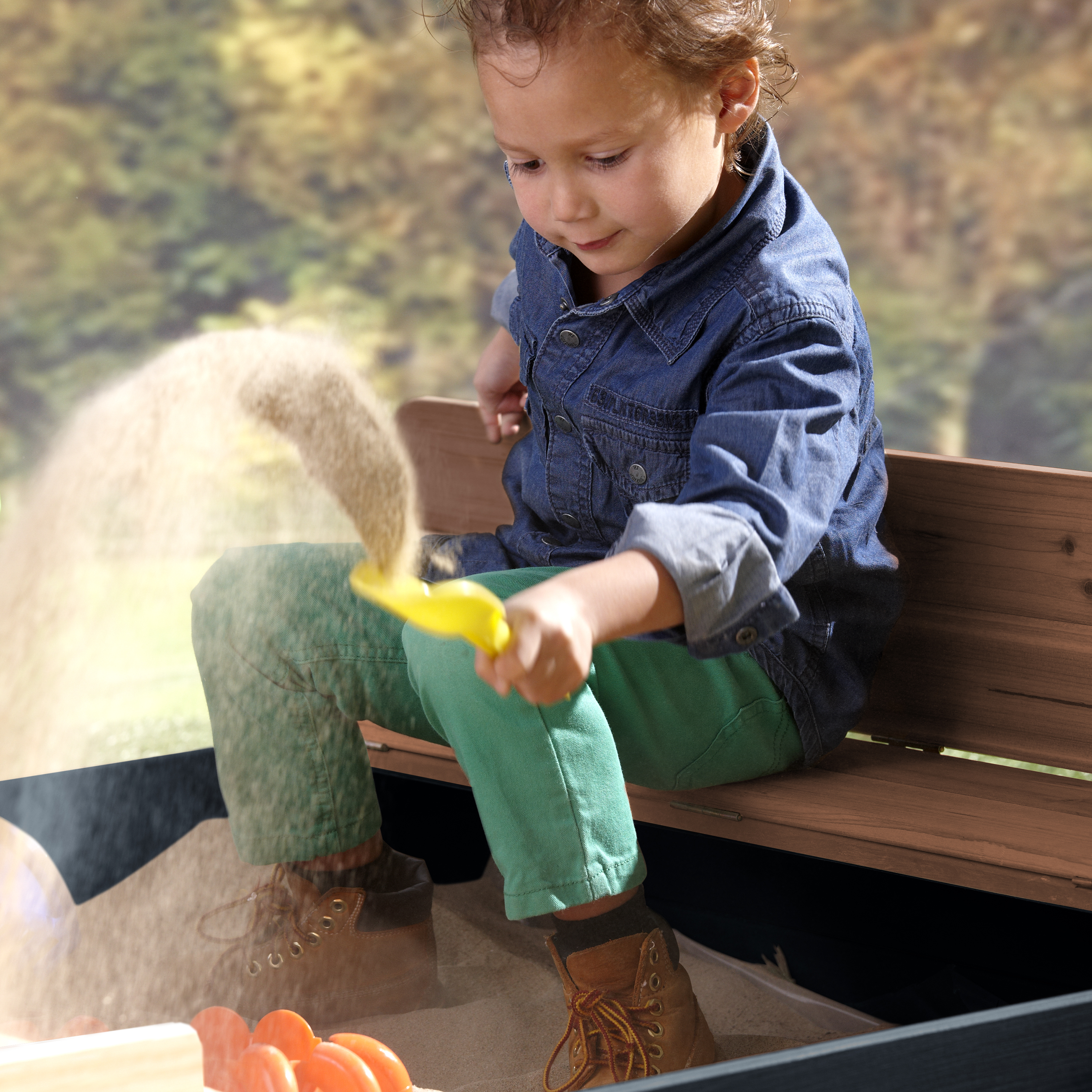 AXI Ella XL Sandbox - 120 x 120 cm - Anthracite/Brown