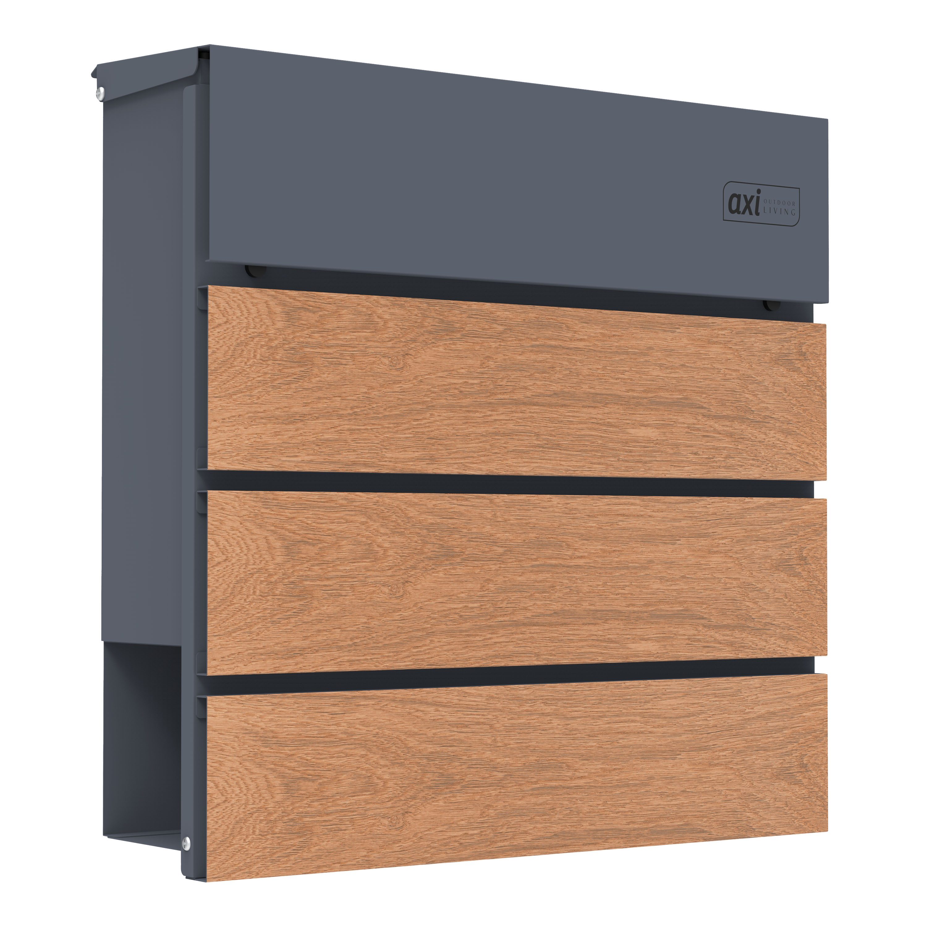 AXI Jake Metal Letterbox Anthracite/Wood Look