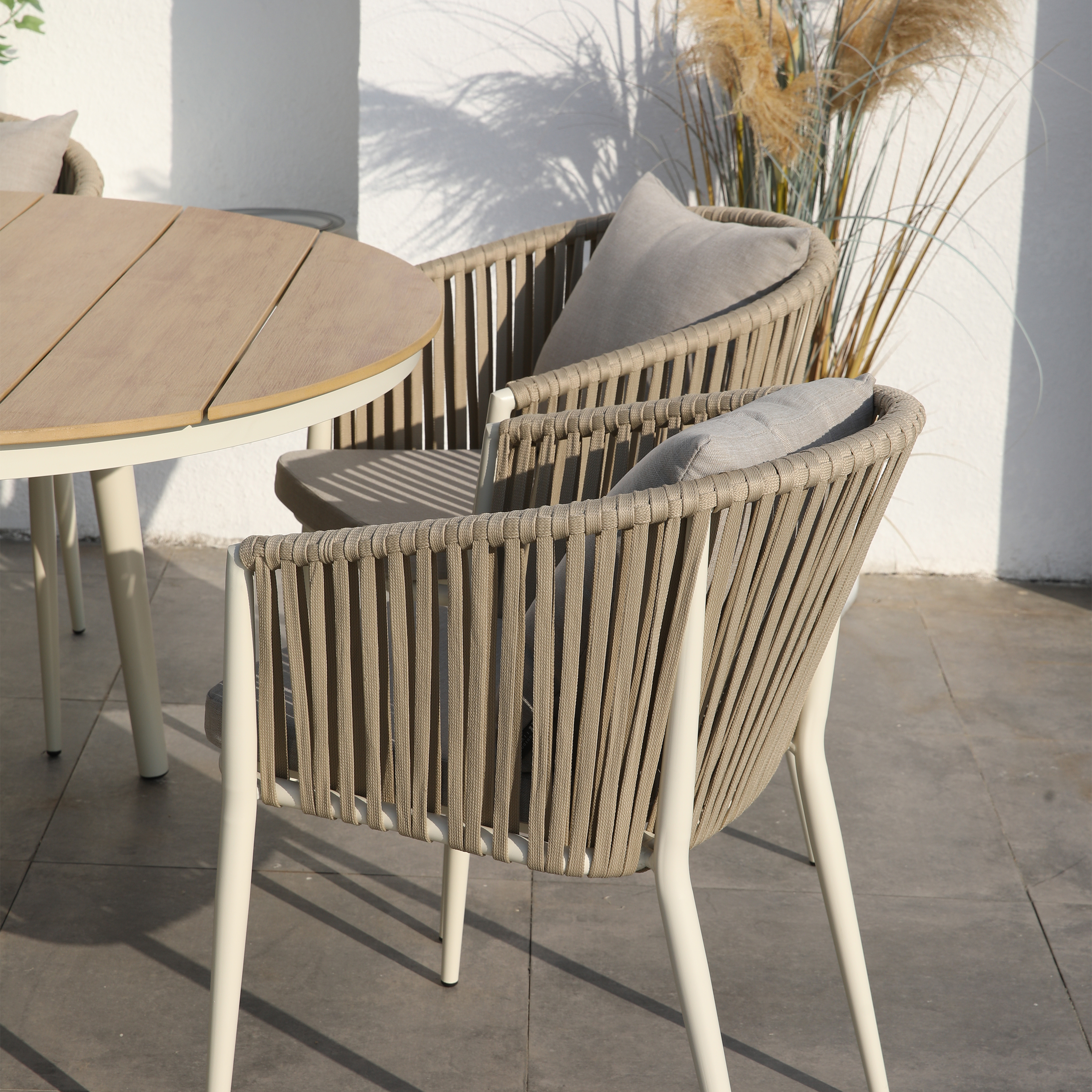 AXI Chay Garden Set with 8 Chairs – Beige with Polywood in Wood Effect-8720365066283 AXI Chay Garden Set with 8 Chairs – Beige with Polywood in Wood Effect