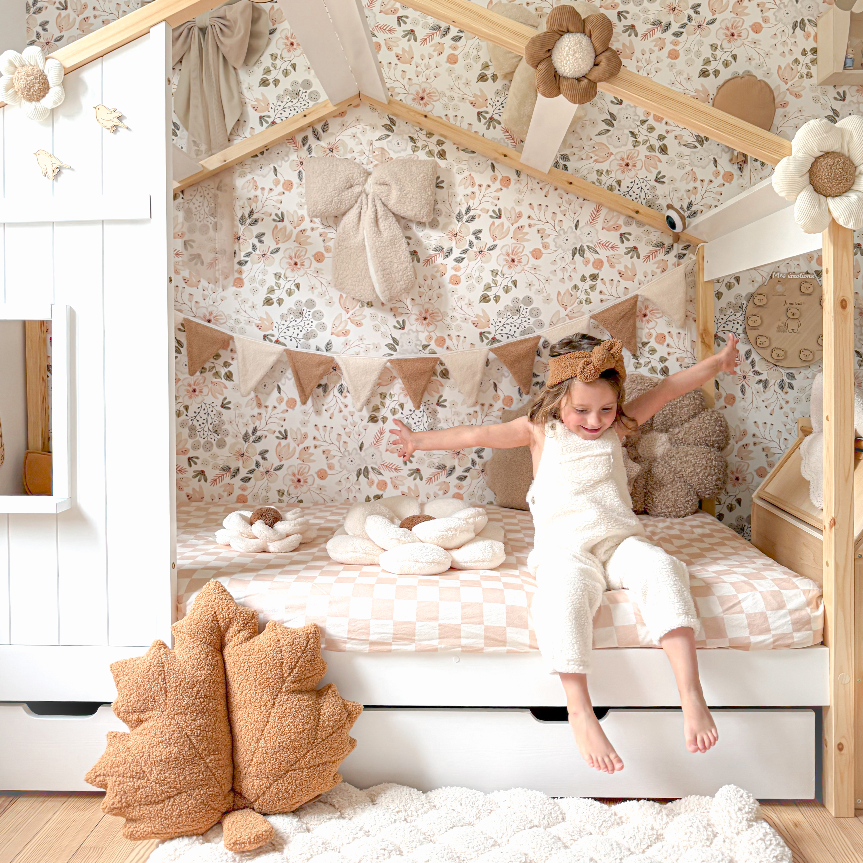 Sunny Beau House Bed with Storage Drawer Brown/White – Without Mattress