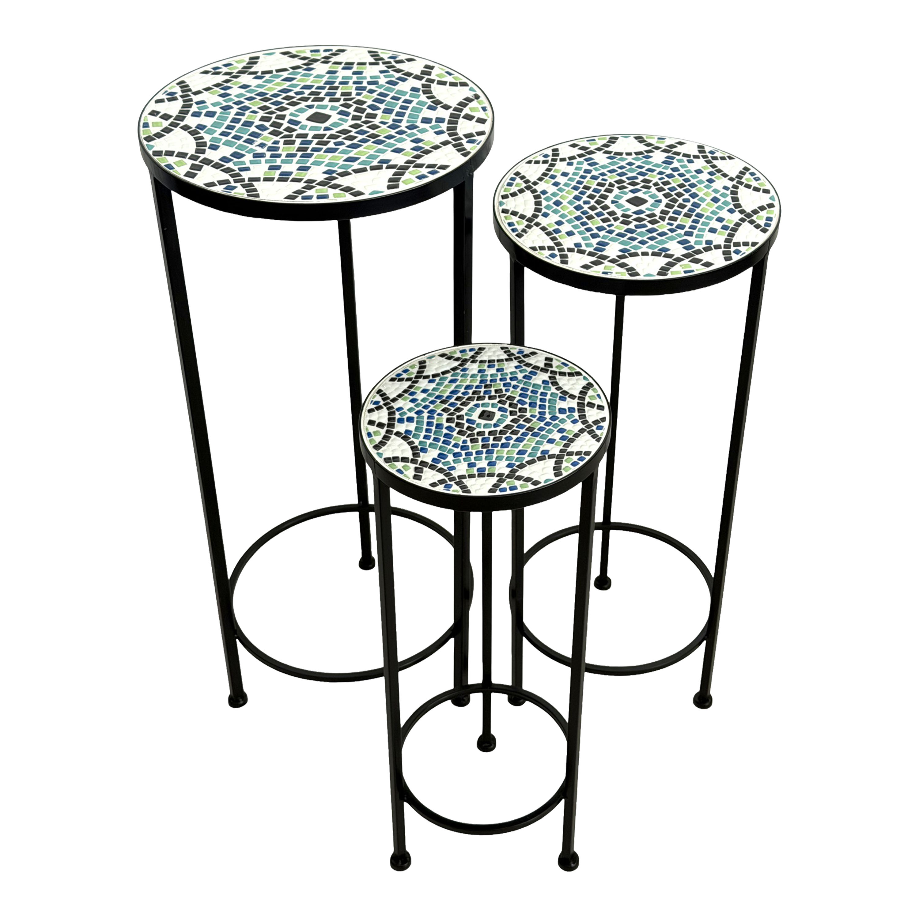 AXI Lola Mosaic Plant Table Round Multicolor – Set of 3