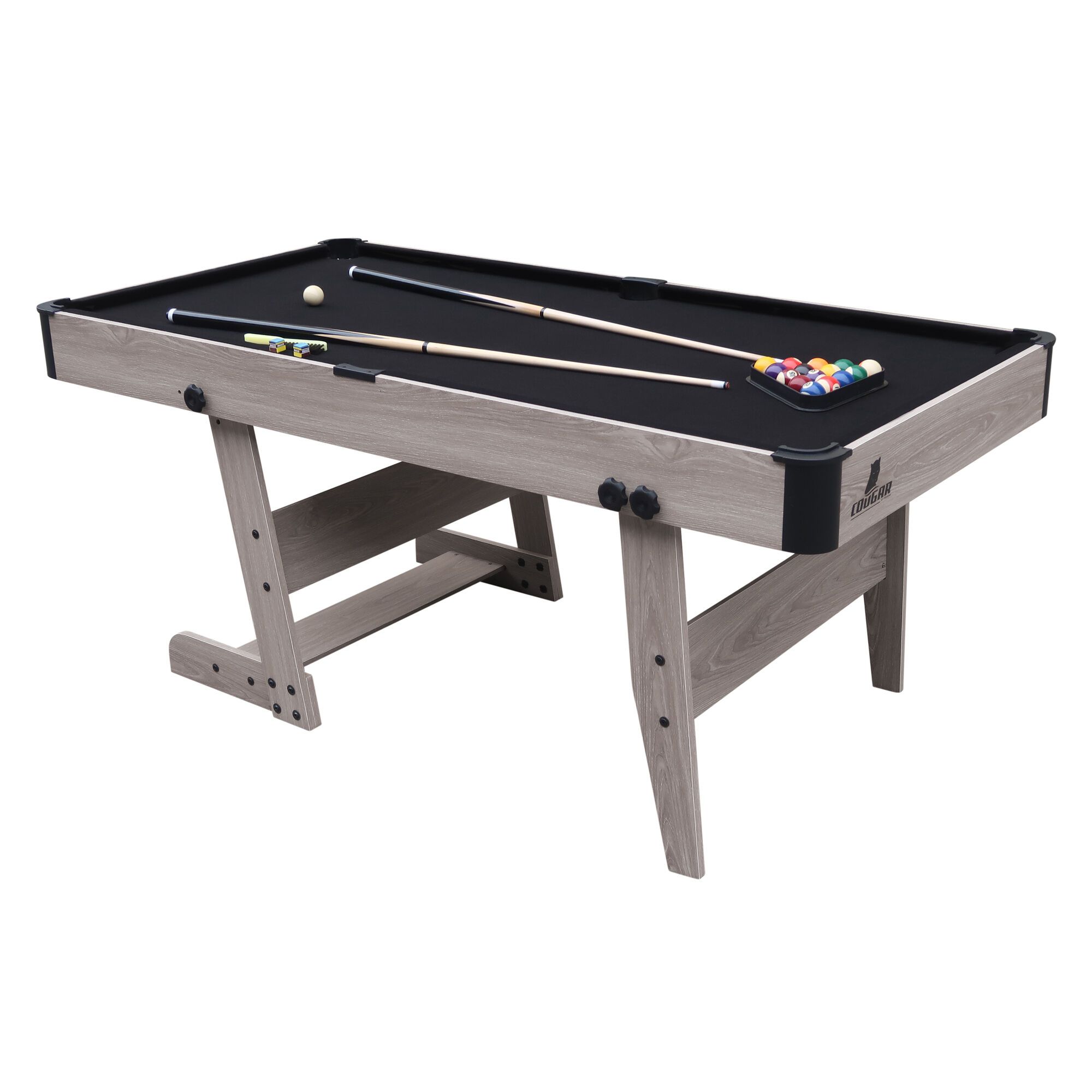 Cougar Hustle XL opklapbare Pooltafel Eiken/zwart