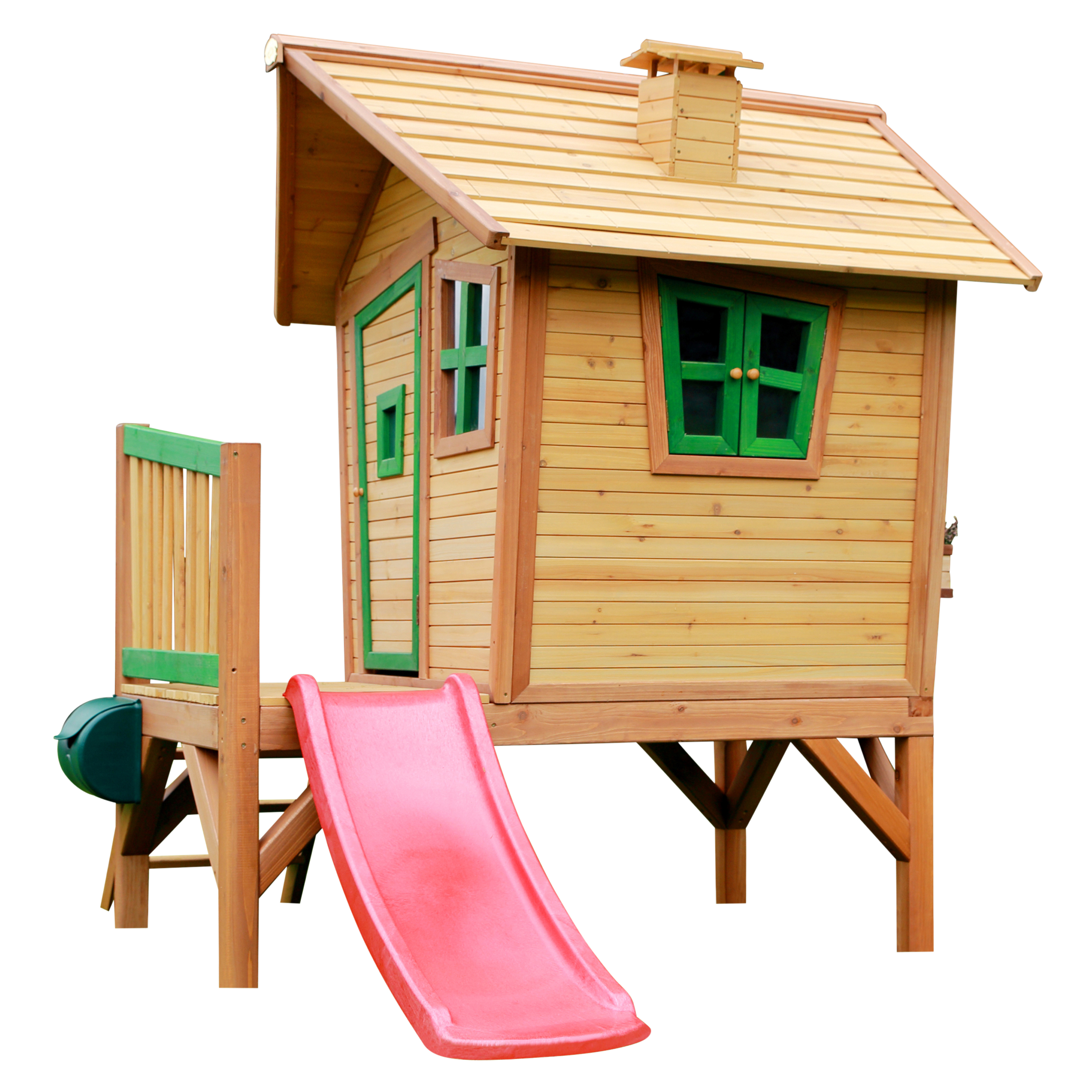 AXI Robin Playhouse Brown/Green - Red Slide
