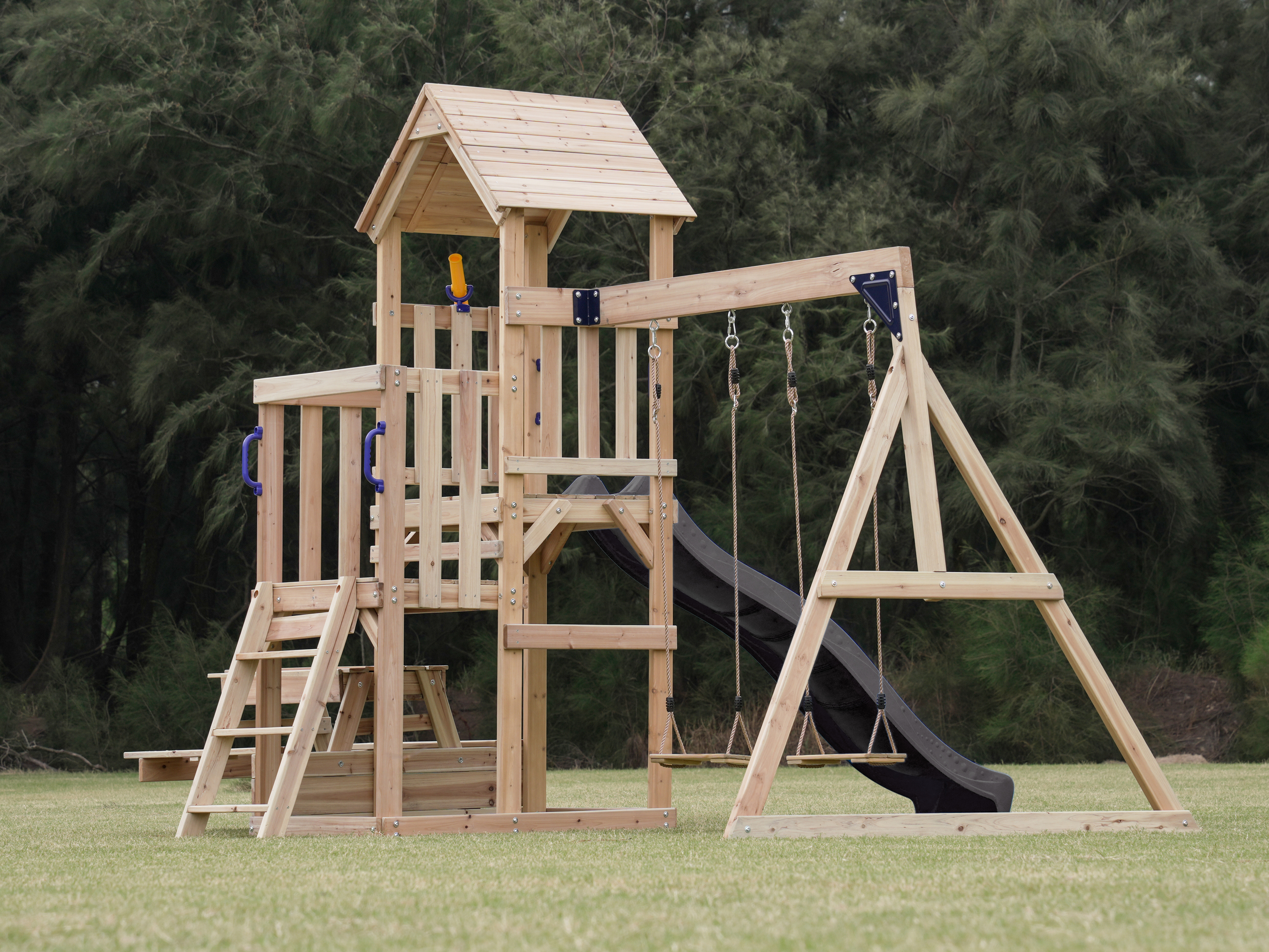 AXI Mette Playground with Double Swing Brown - Grey Slide 