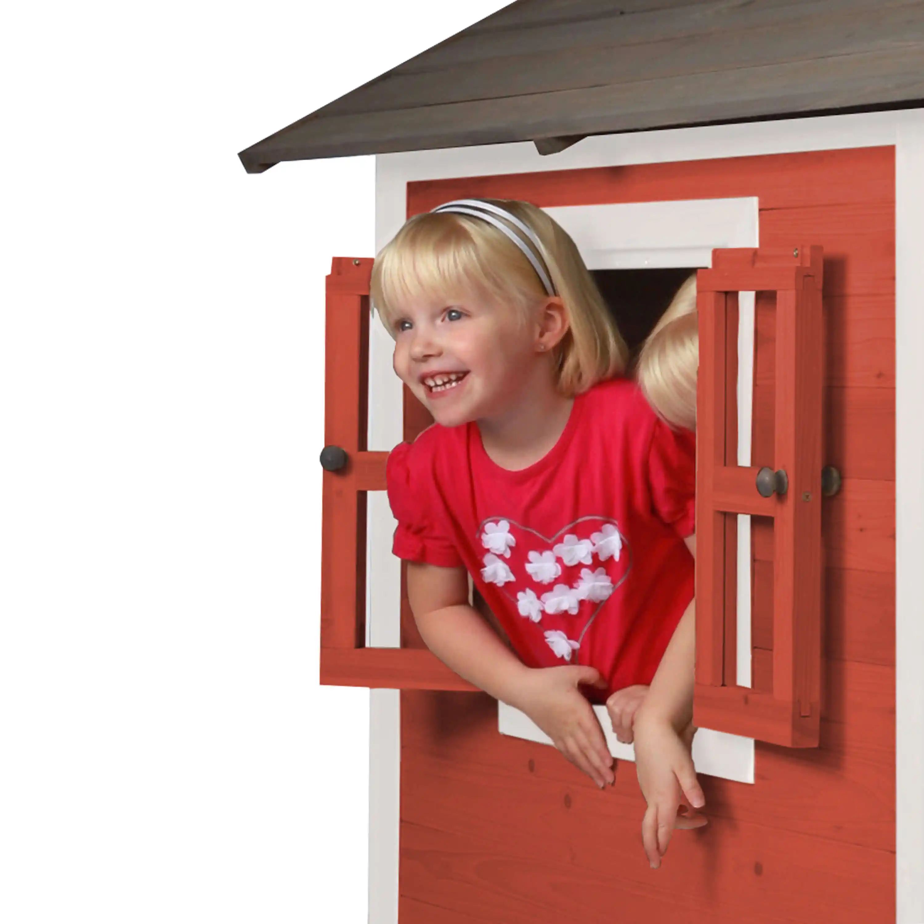 AXI Lodge XL Speelhuis Scandinavisch Rood - Grijze Glijbaan