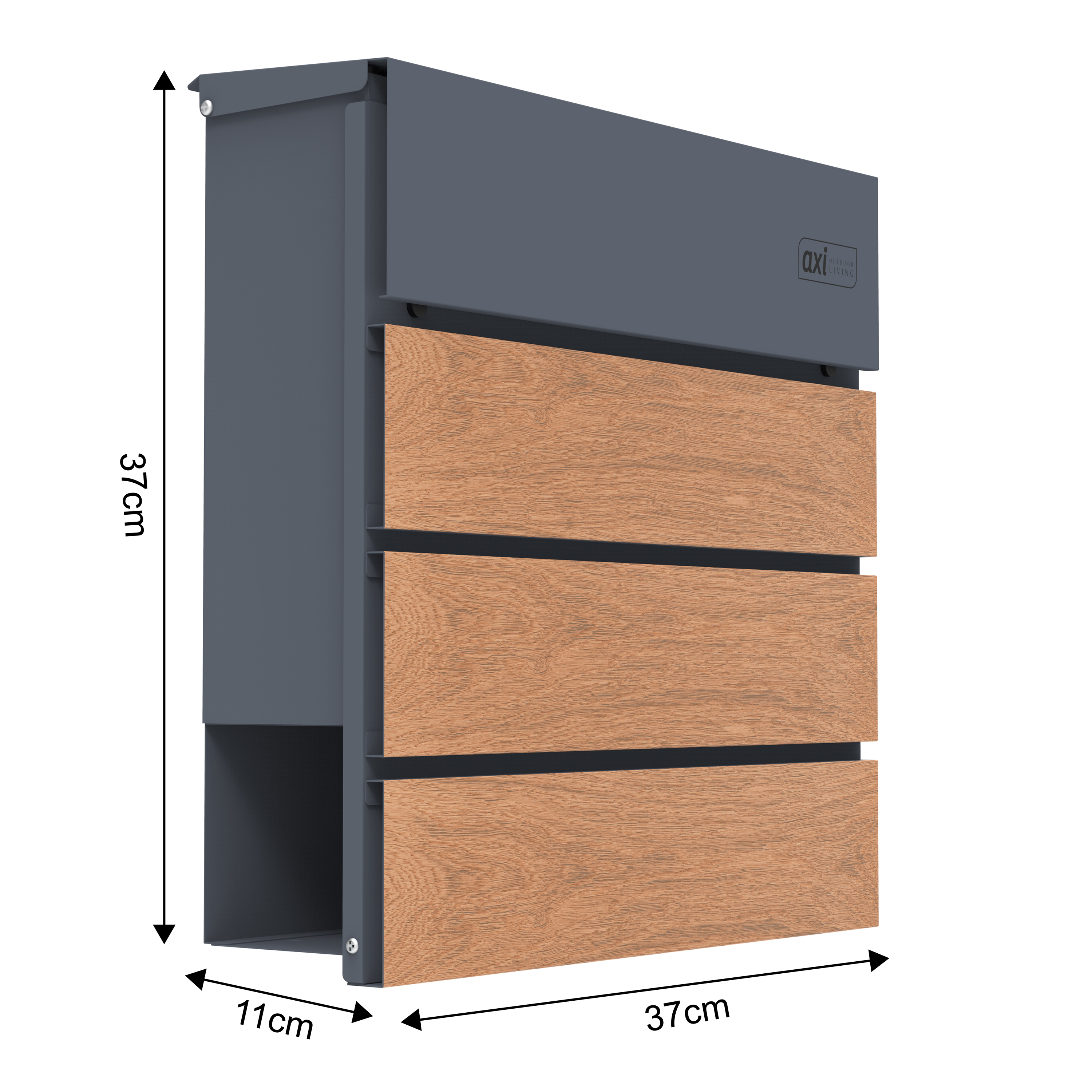 AXI Jake Metal Letterbox Anthracite/Wood Look