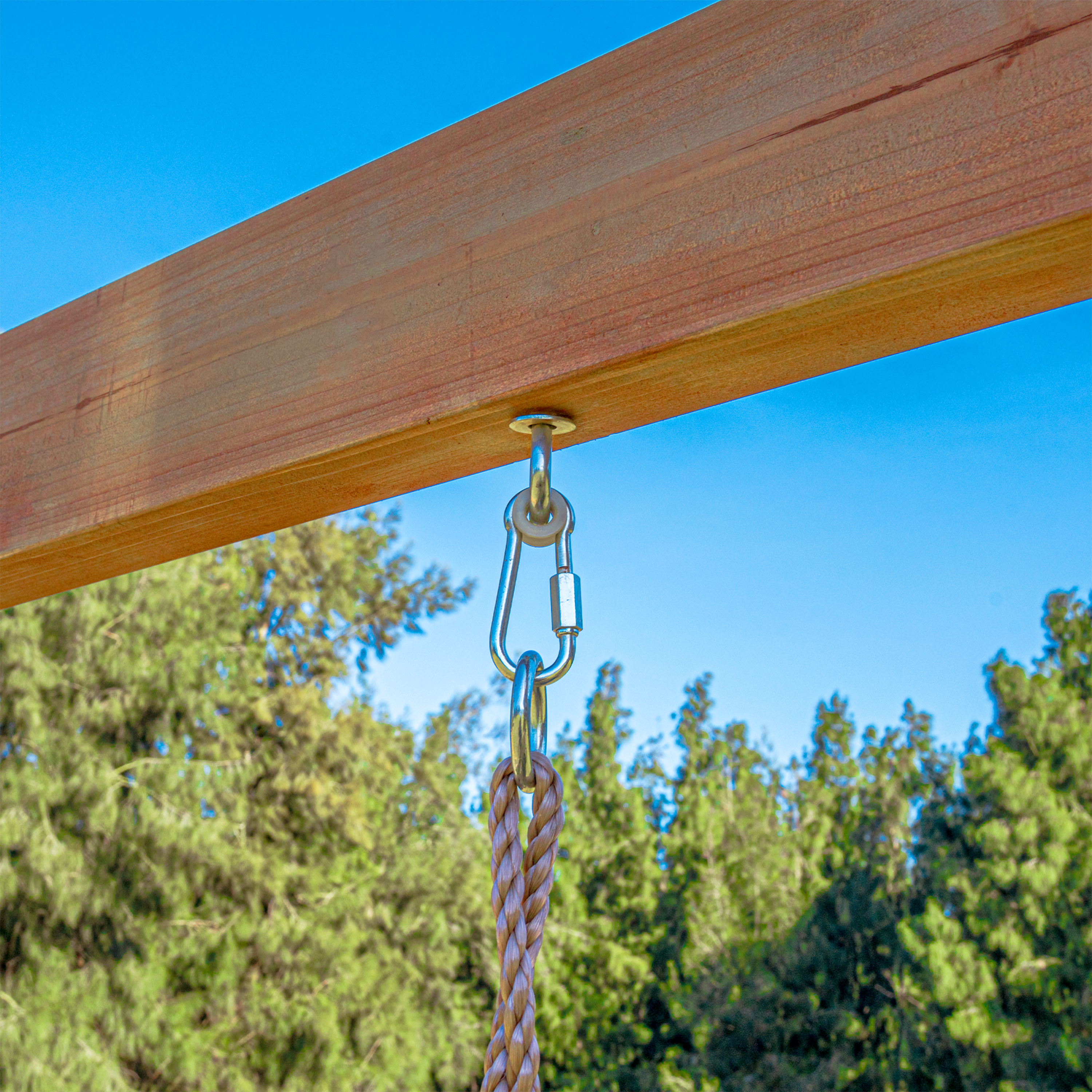 AXI Mitch Climbing Frame with Double Swing. Trapeze and Lookout Tower – Red Slide