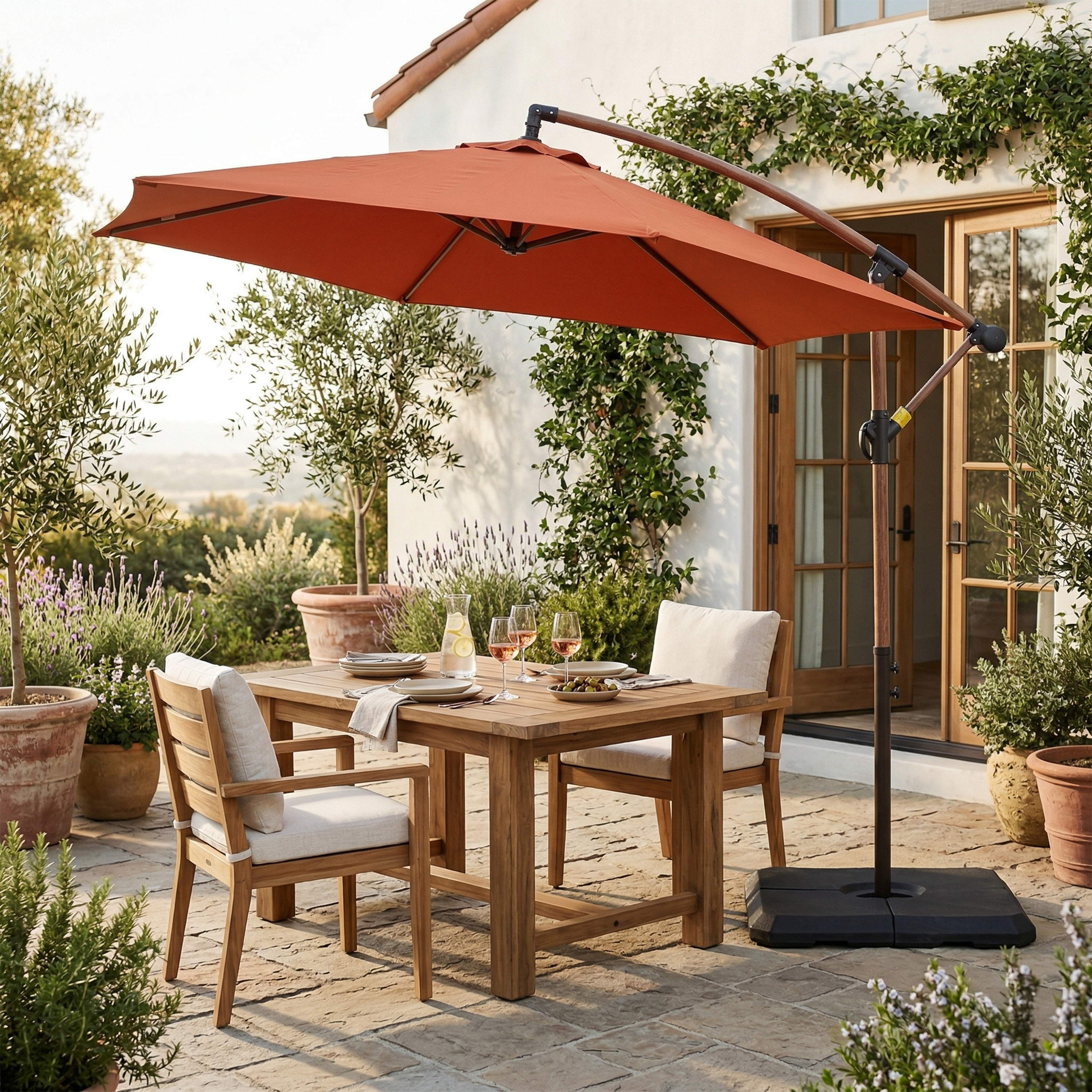 AXI Dion Cantilever Parasol Ø 300cm Oak-look/Terracotta