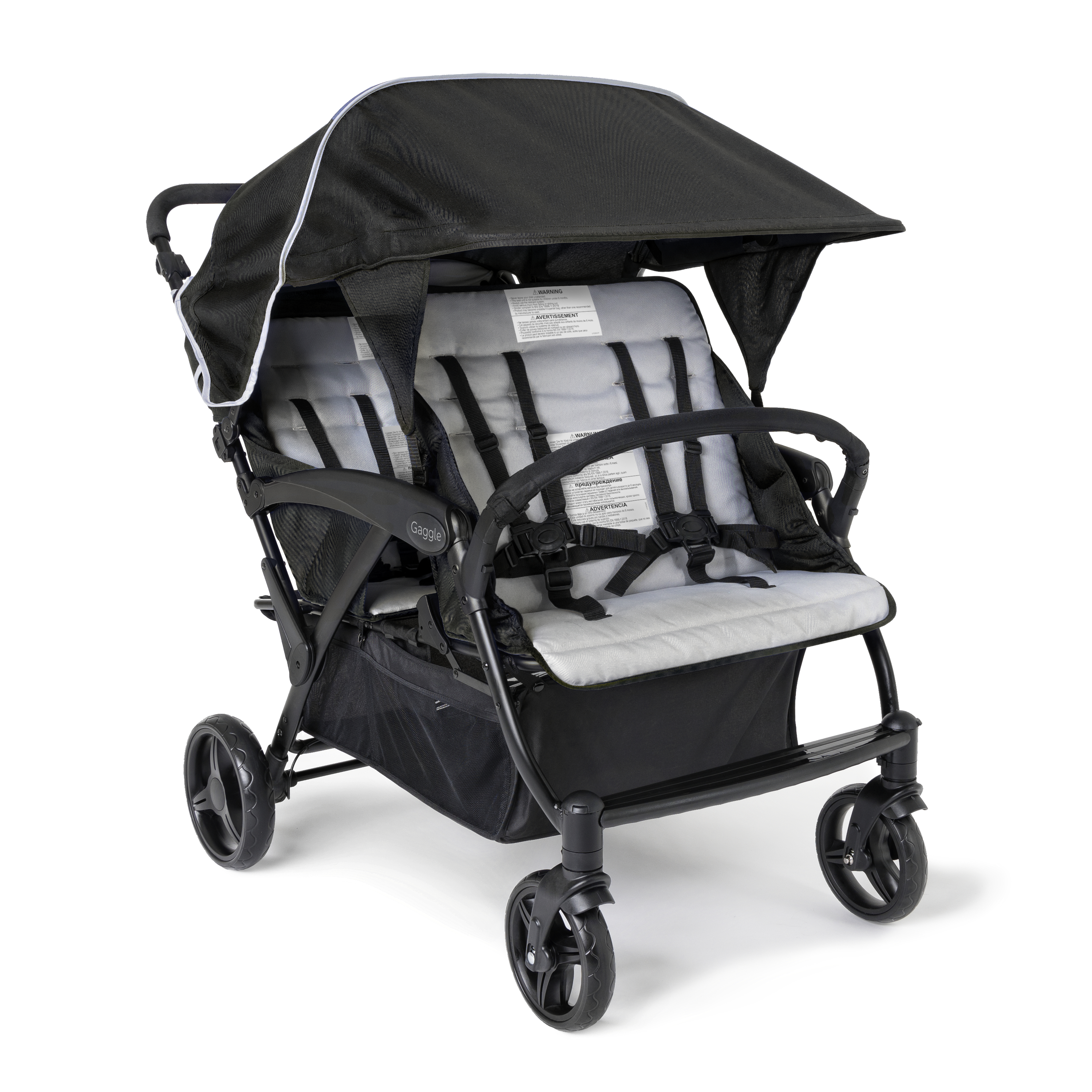 Gaggle Odyssey 4x4 Quad Stroller for 4 Children - Grey/Black-0849801013563 Gaggle Odyssey 4x4 Quad Stroller for 4 Children - Grey/Black