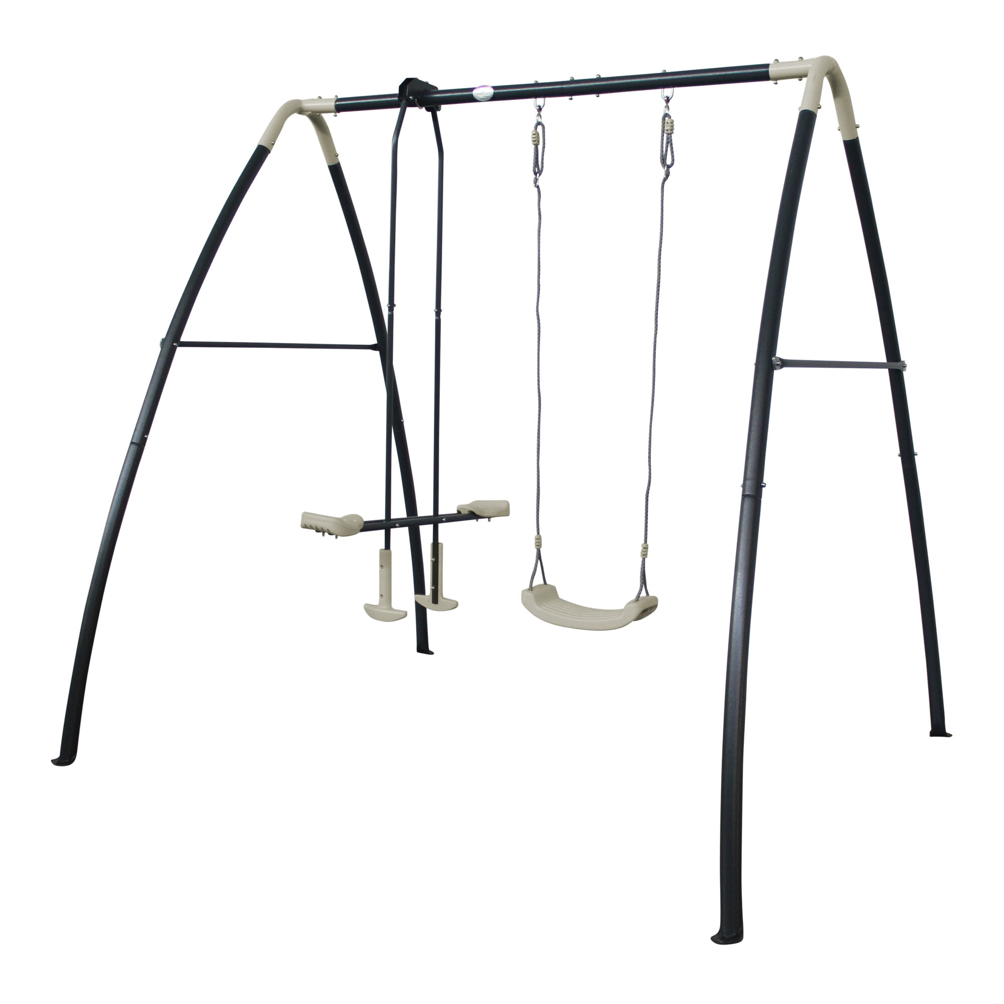 AXI Metalen Schommelset met een en Tweepersoons schommel Antraciet/creme